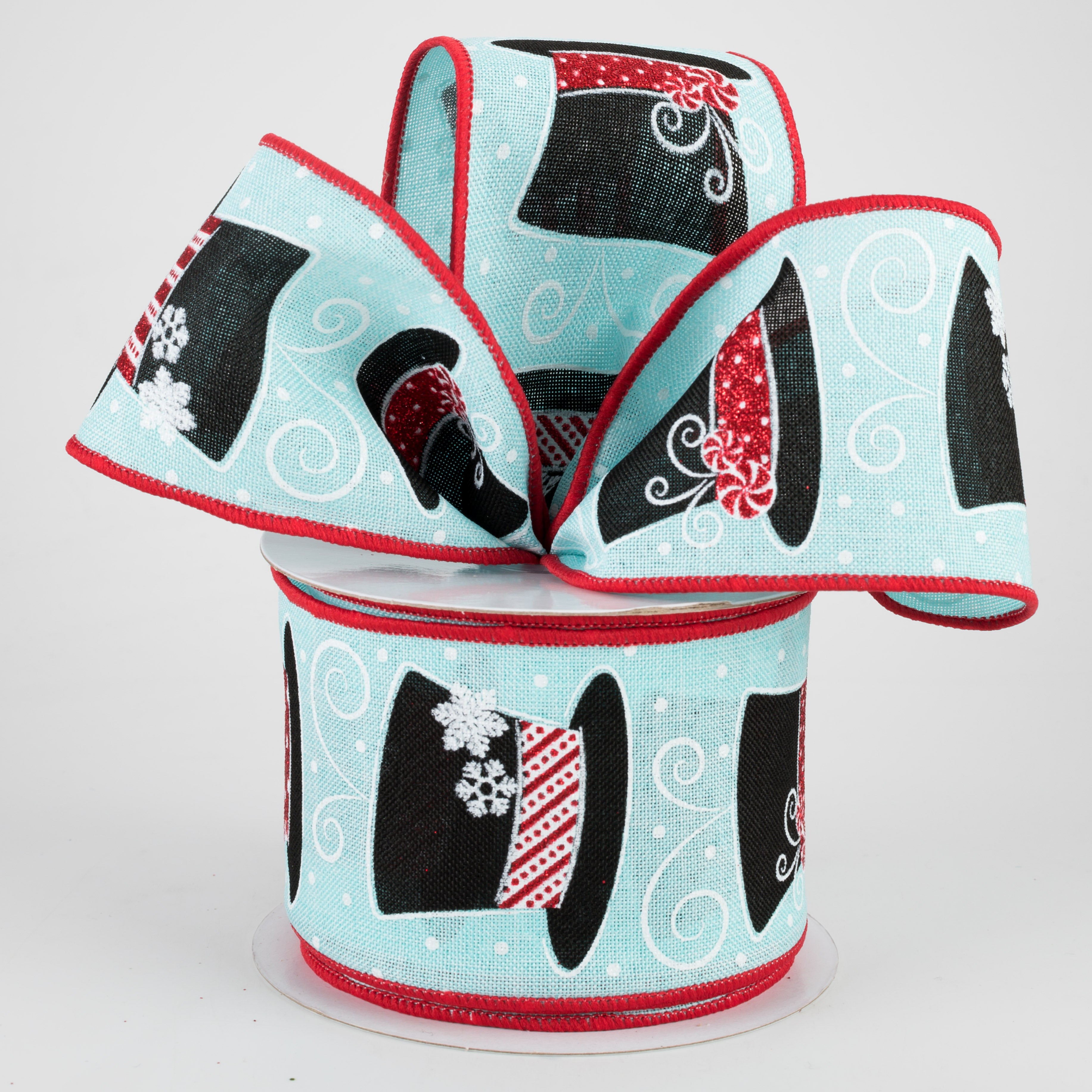 2.5" Snowman Hats Ribbon: Ice Blue (10 Yards)