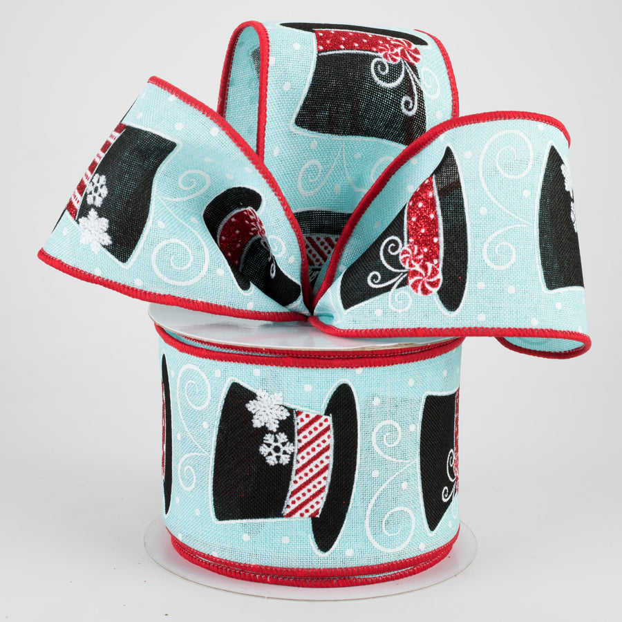 2.5" Snowman Hats Ribbon: Ice Blue (10 Yards)