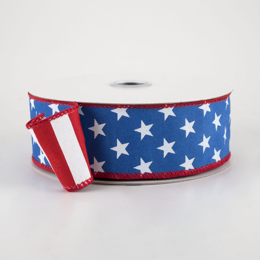 1.5" Two Sided Stars & Stripes Ribbon: Royal Blue (10 Yards)
