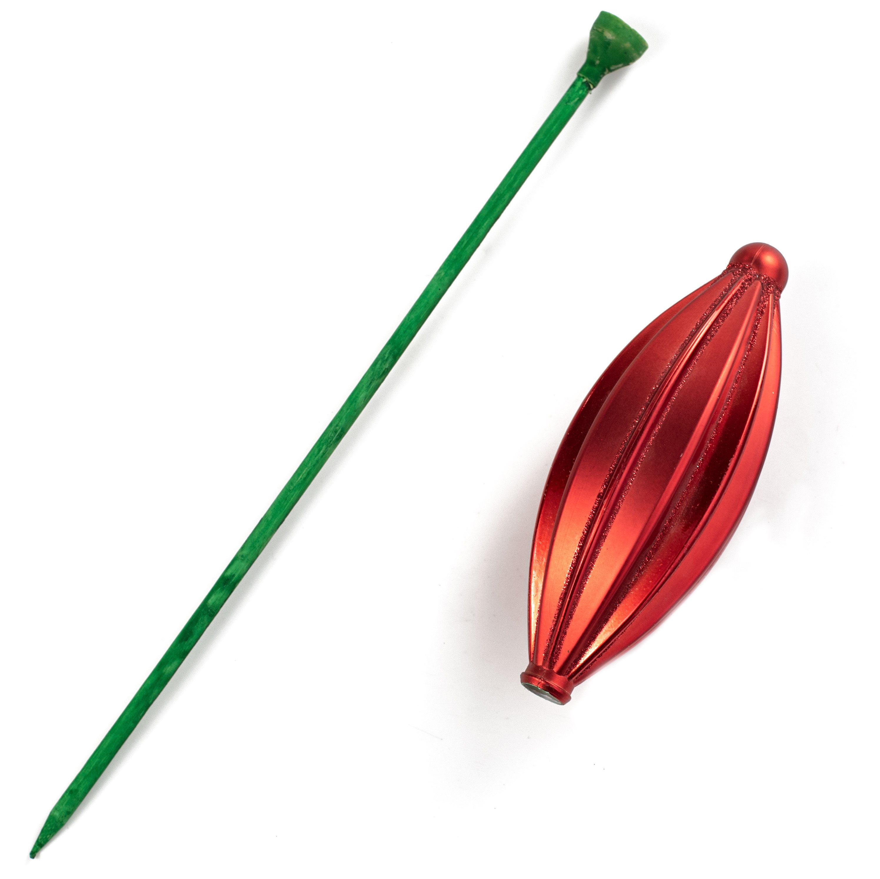 7.75" Ribbed Finial On Pick: Red detail photo 3
