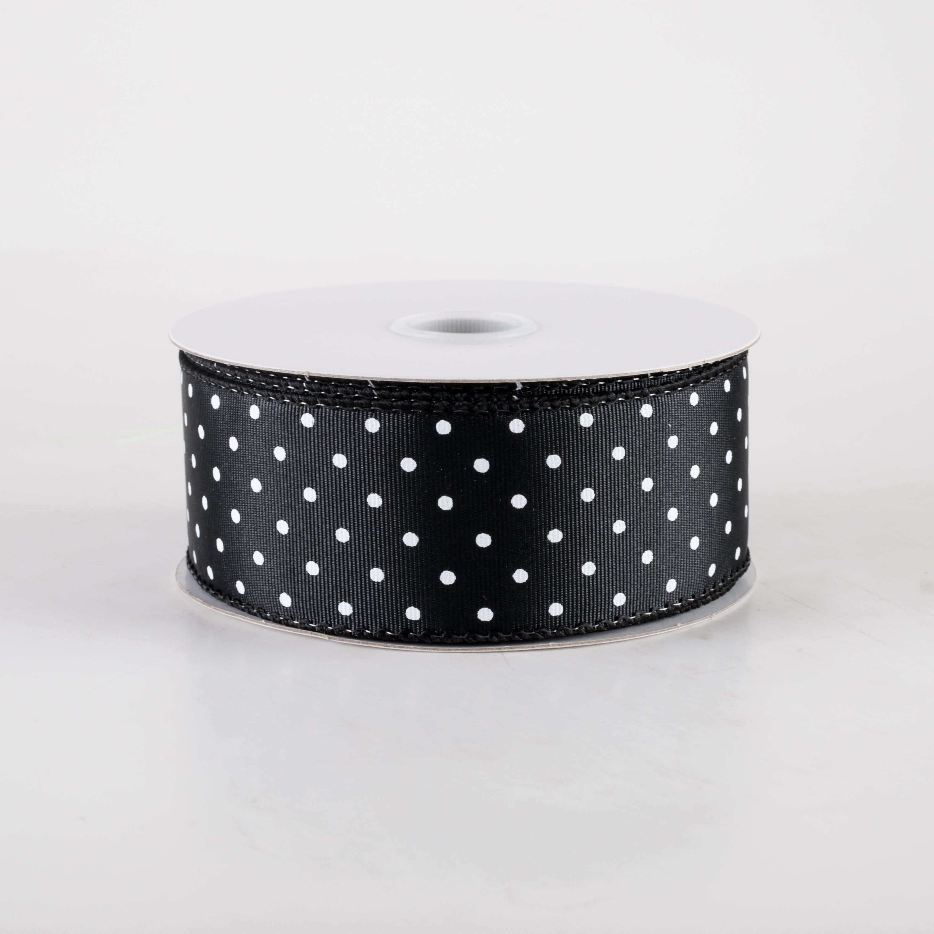 1.5" Ribbed Satin Microdots Ribbon: Black (10 Yards) Item Number: 42419-09-21