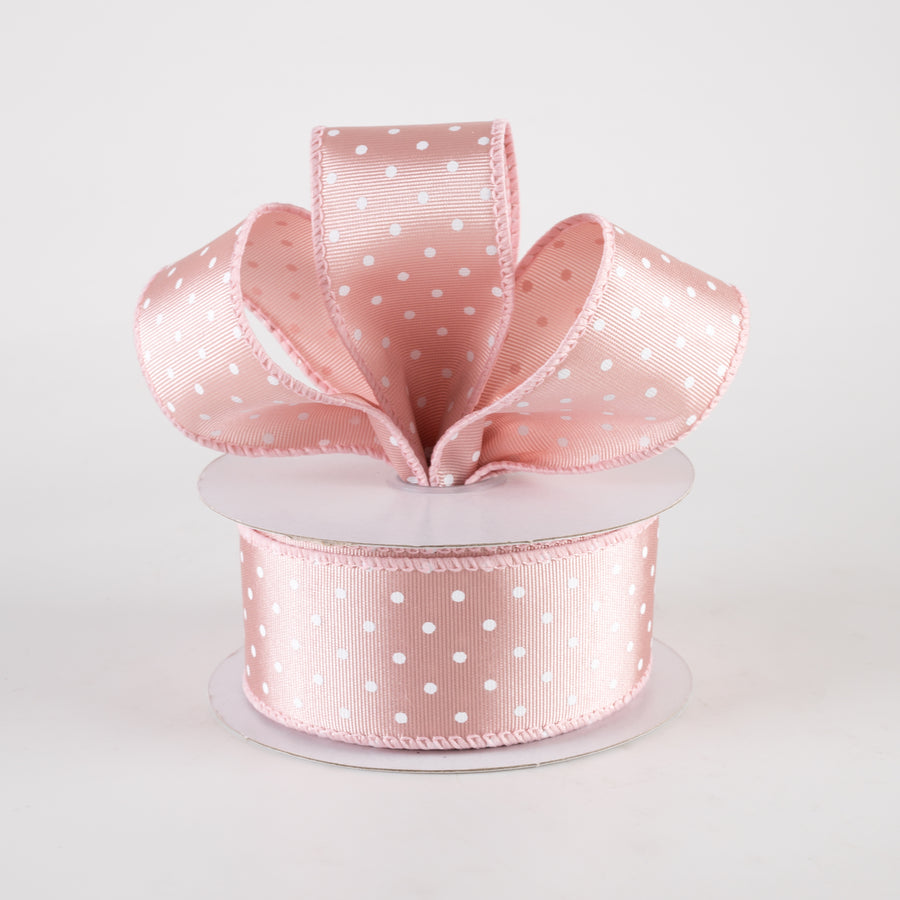 1.5" Ribbed Satin Microdots Ribbon: Blush Pink (10 Yards) Lifestyle Photo