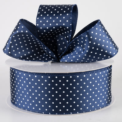 2.5" Ribbed Satin Microdots Ribbon: Navy Blue (50 Yards) Lifestyle Photo