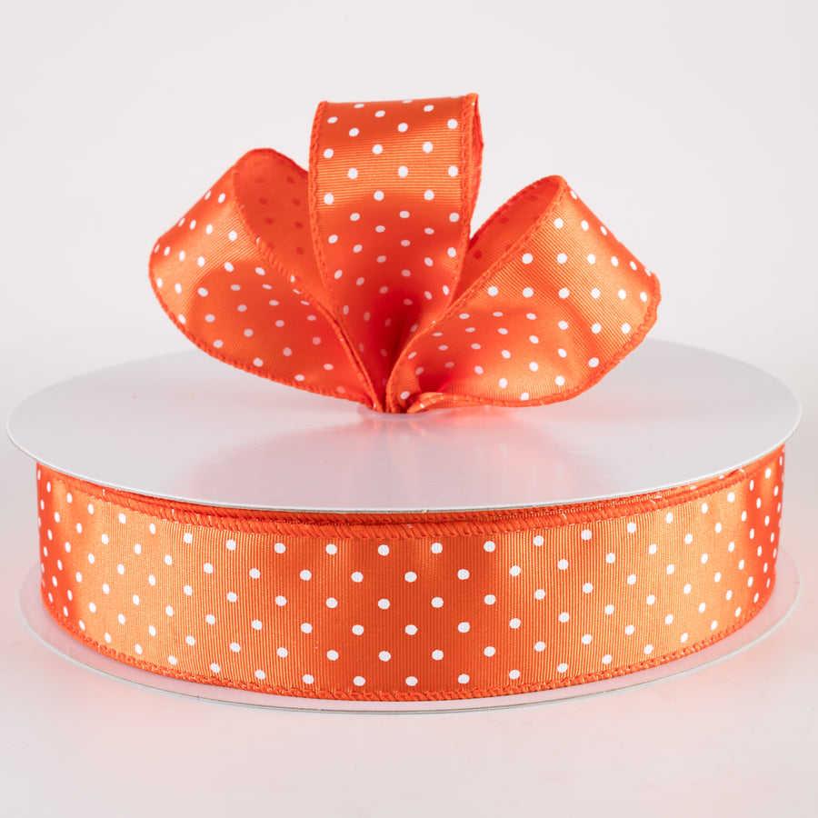 1.5" Ribbed Satin Microdots Ribbon: Orange (50 Yards) Lifestyle Photo
