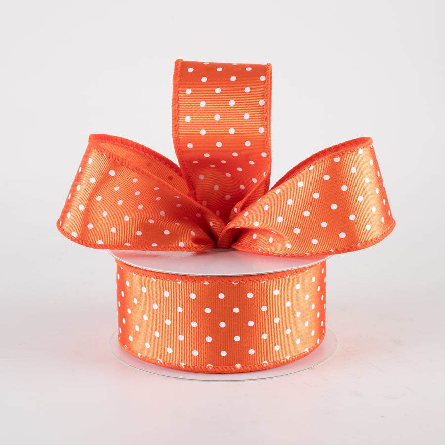 1.5" Ribbed Satin Microdots Ribbon: Orange (10 Yards) Lifestyle Photo