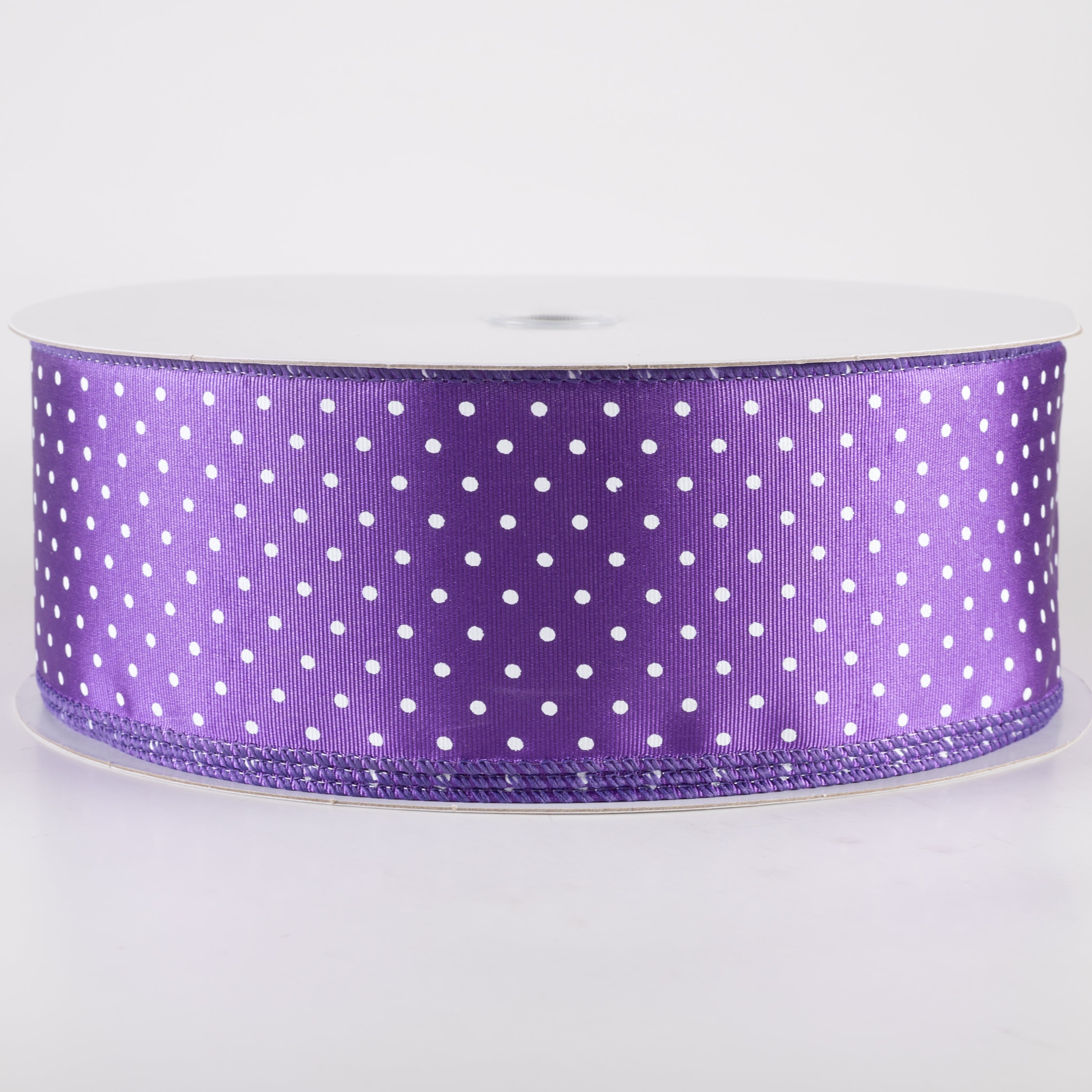 2.5" Ribbed Satin Microdots Ribbon: Purple (50 Yards) Item Number: 841-40-443