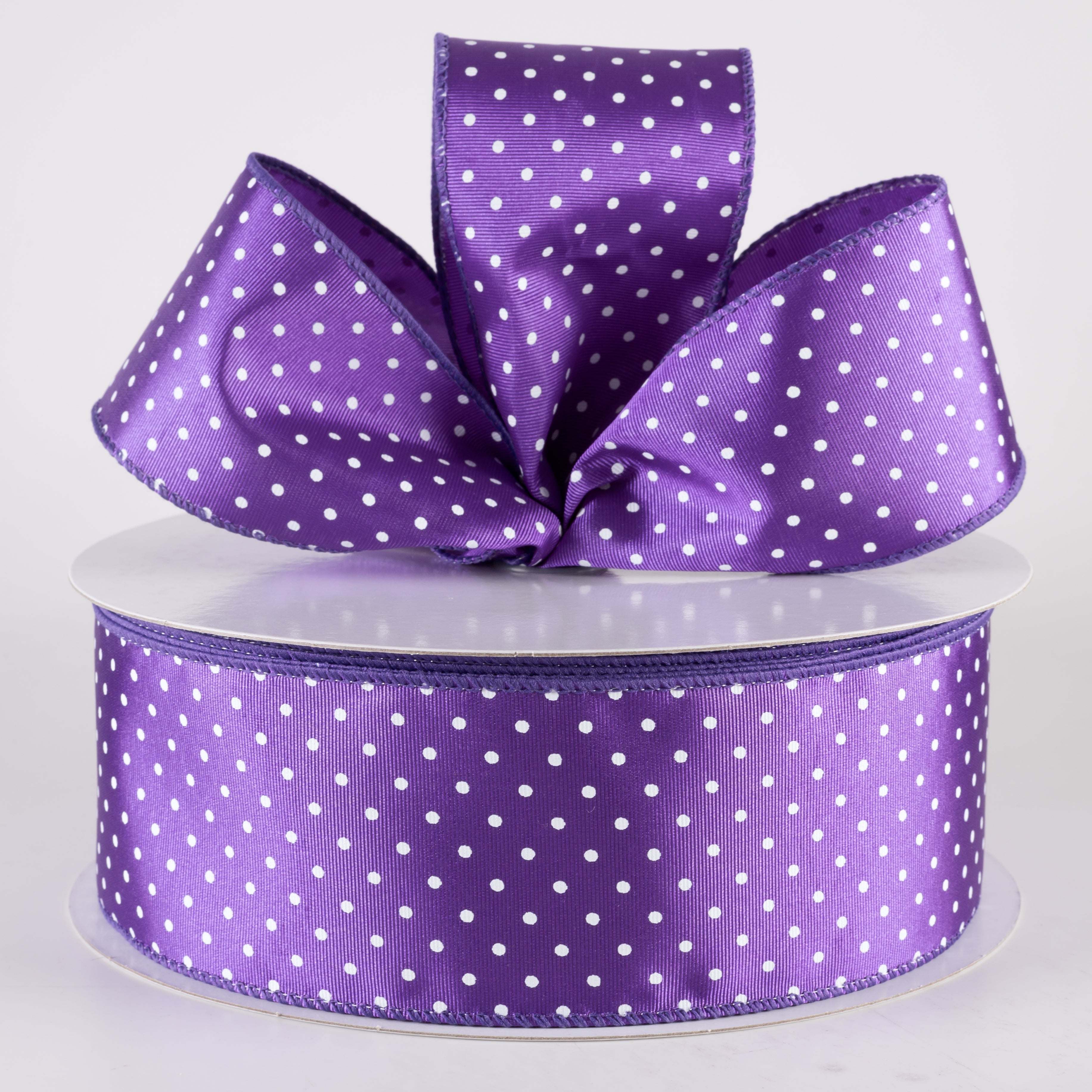 2.5" Ribbed Satin Microdots Ribbon: Purple (50 Yards) Lifestyle Photo