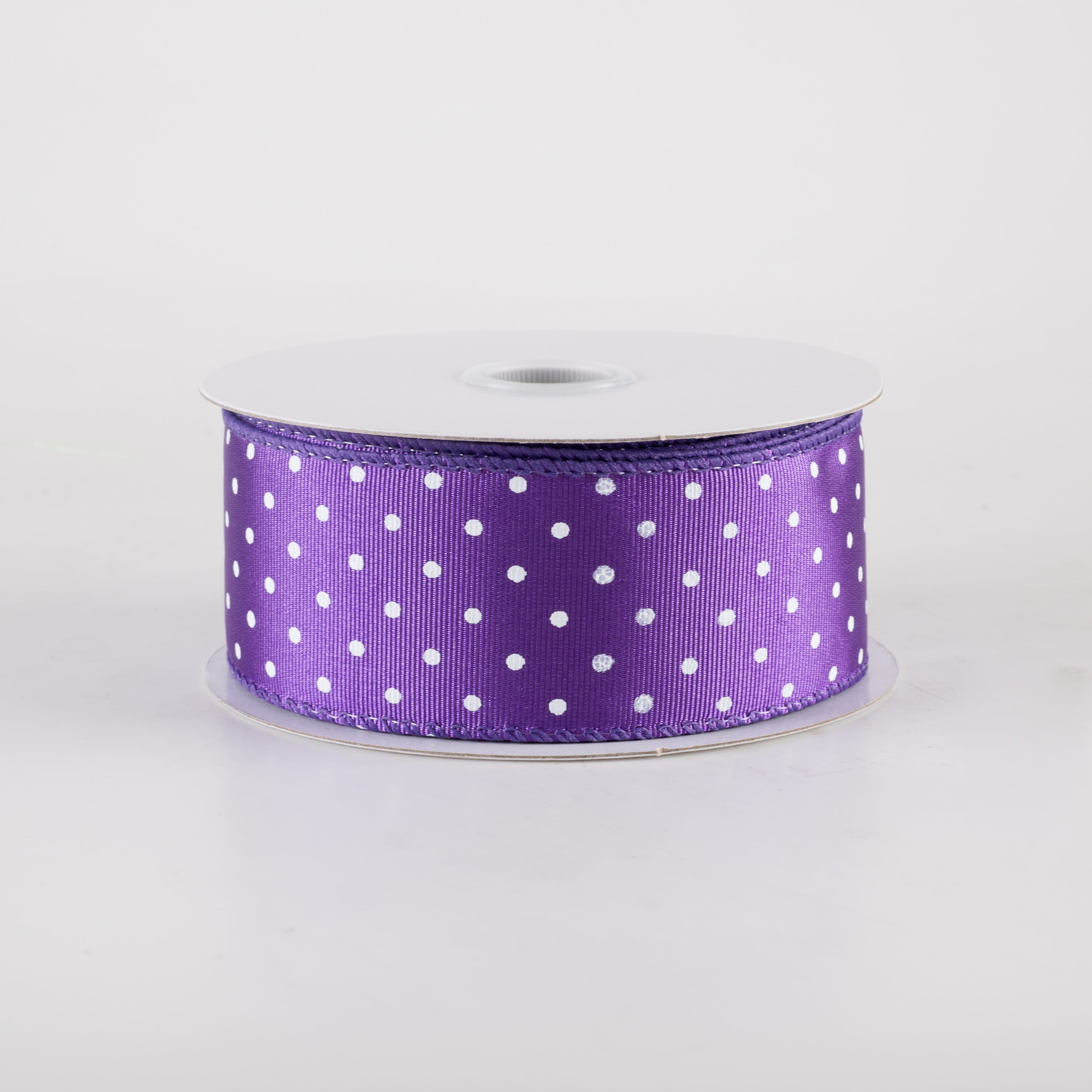 1.5" Ribbed Satin Microdots Ribbon: Purple (10 Yards)