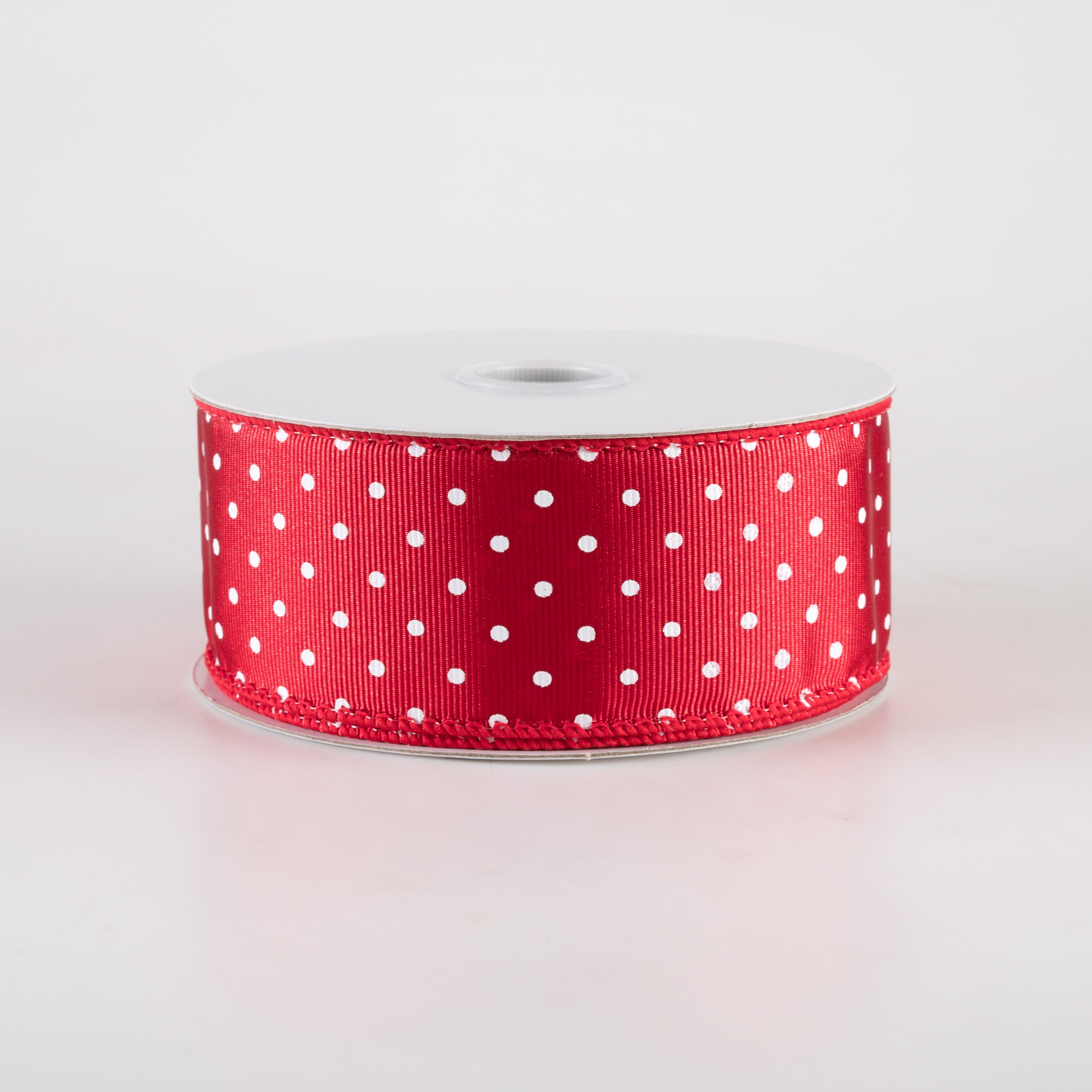 1.5" Ribbed Satin Microdots Ribbon: Red (10 Yards) Item Number: 42419-09-12