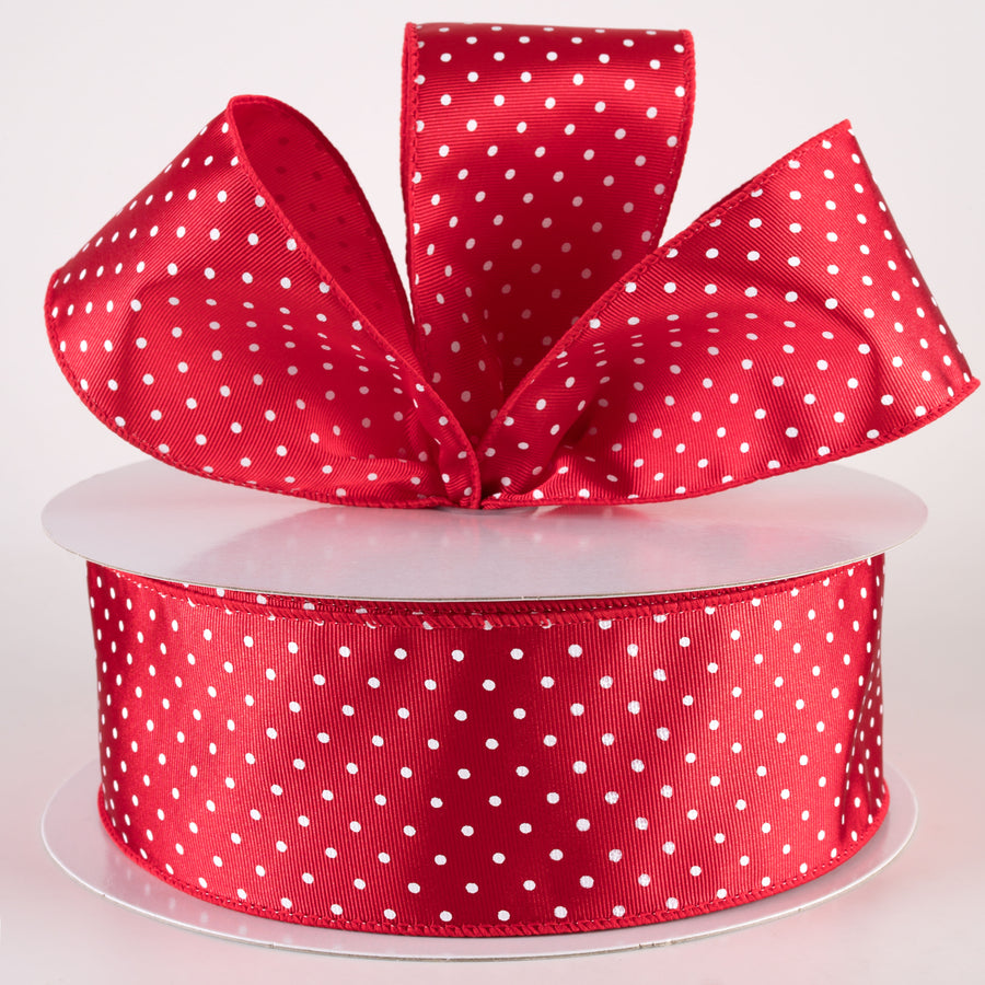 2.5" Ribbed Satin & White Microdots: Red (50 Yards) Lifestyle Photo