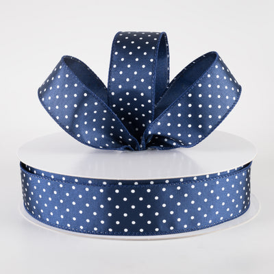 1.5" Ribbed Satin & White Microdots Ribbon: Navy Blue (50 Yards) Lifestyle Photo