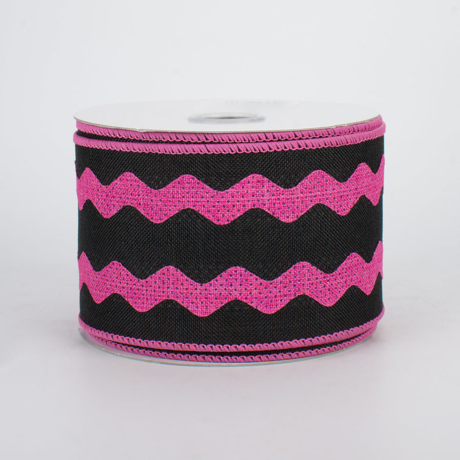2.5" Ric Rac Ribbon: Black & Hot Pink (10 Yards)