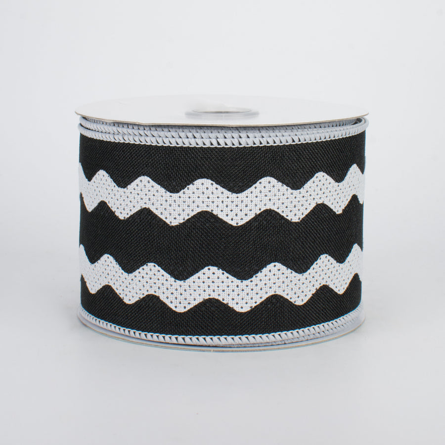 2.5" Ric Rac Ribbon: Black & White (10 Yards)