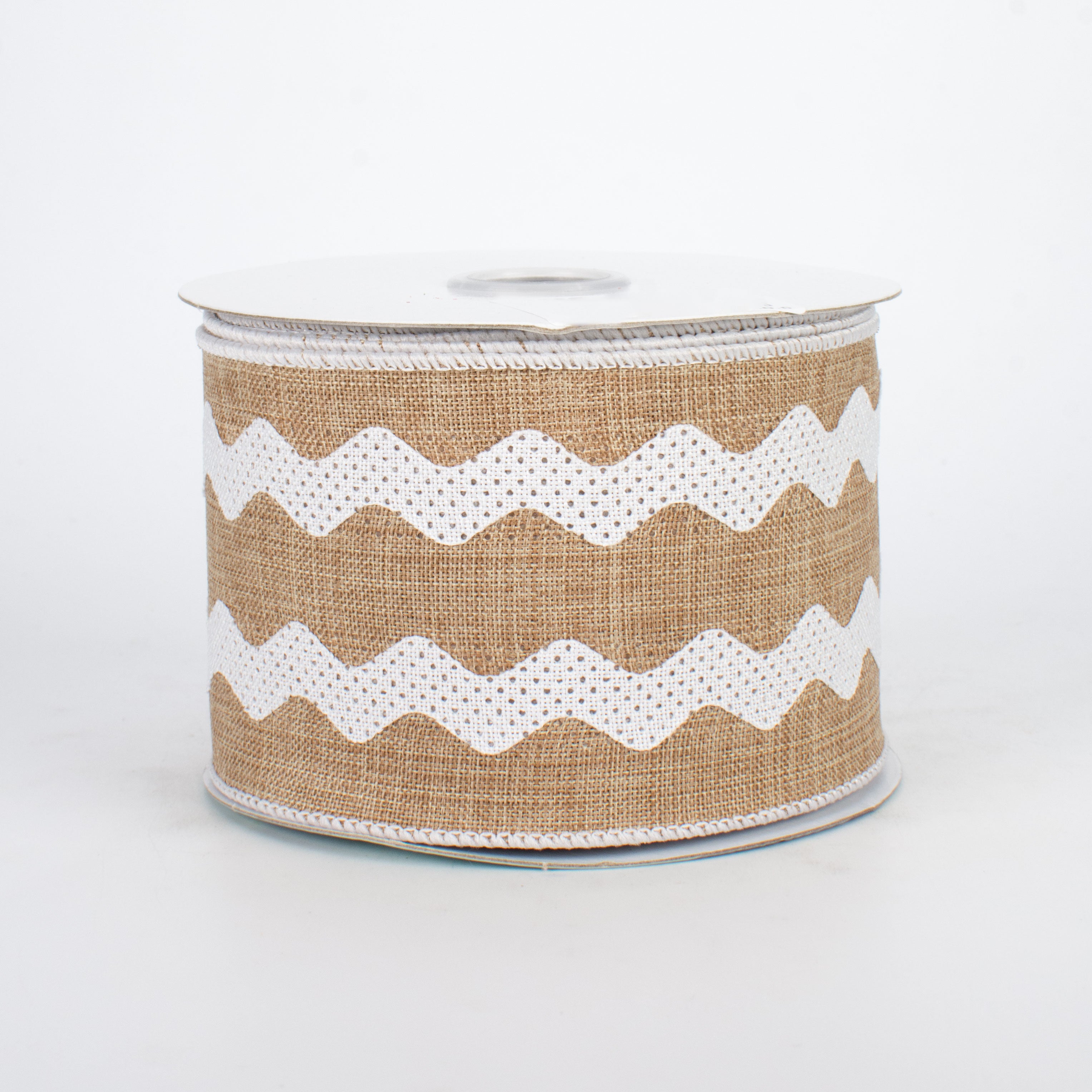 2.5" Ric Rac Ribbon: Light Beige & White (10 Yards)