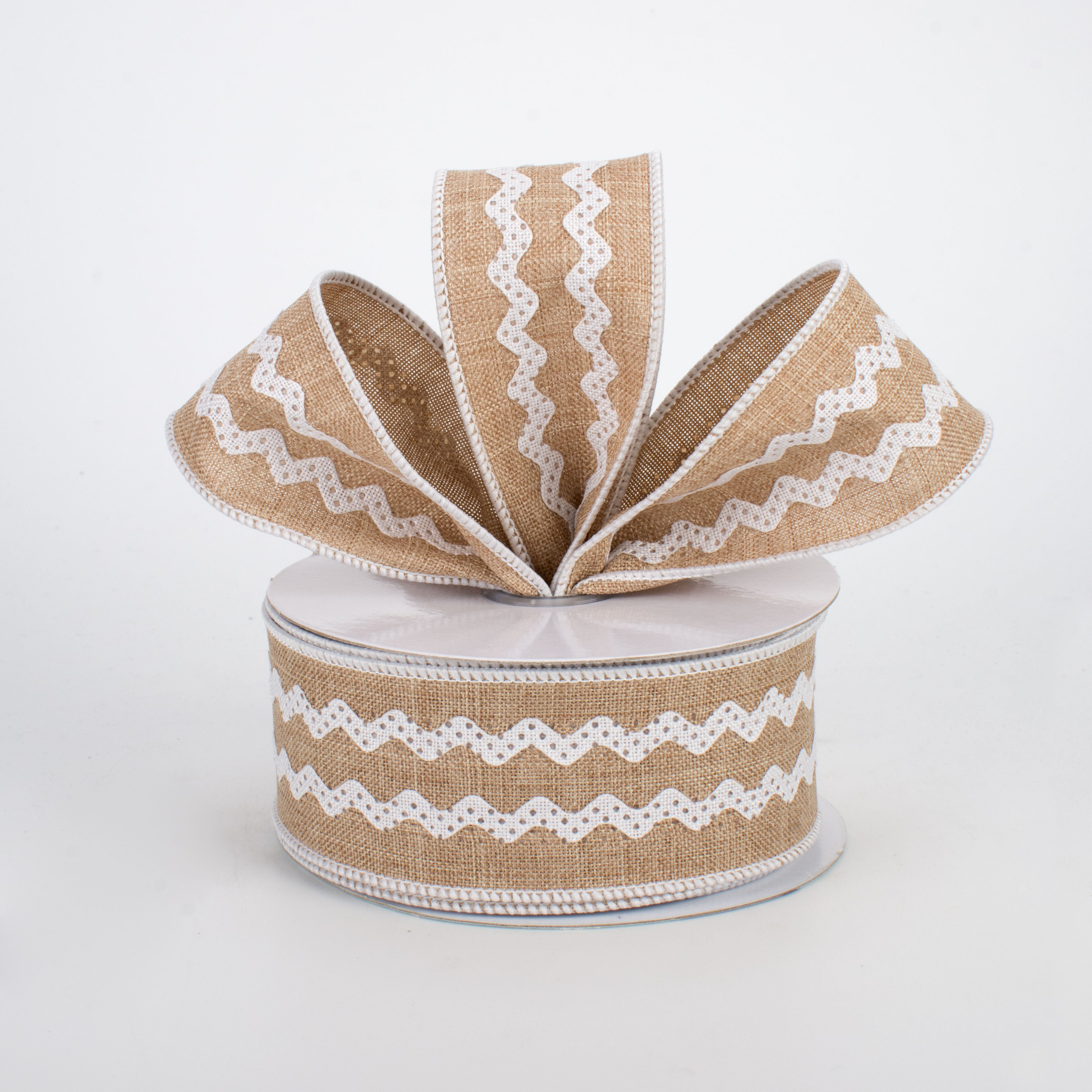 1.5" Ric Rac Ribbon: Light Beige & White (10 Yards) Lifestyle Photo