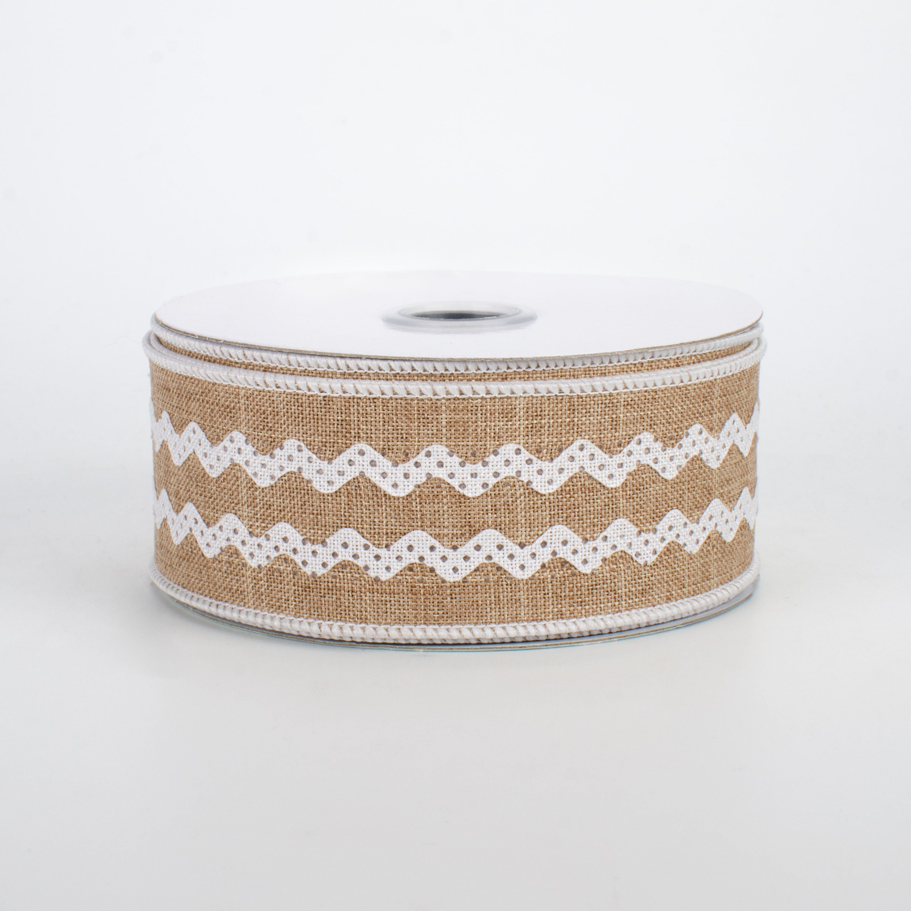 1.5" Ric Rac Ribbon: Light Beige & White (10 Yards)