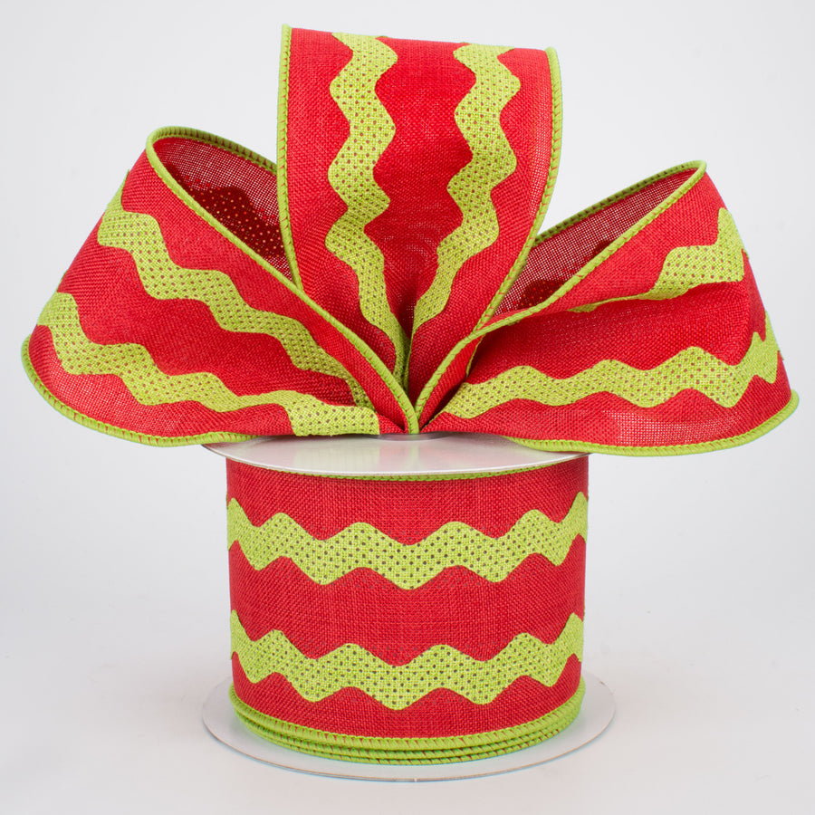 2.5" Ric Rac Ribbon: Red & Lime Green (10 Yards) Lifestyle Photo
