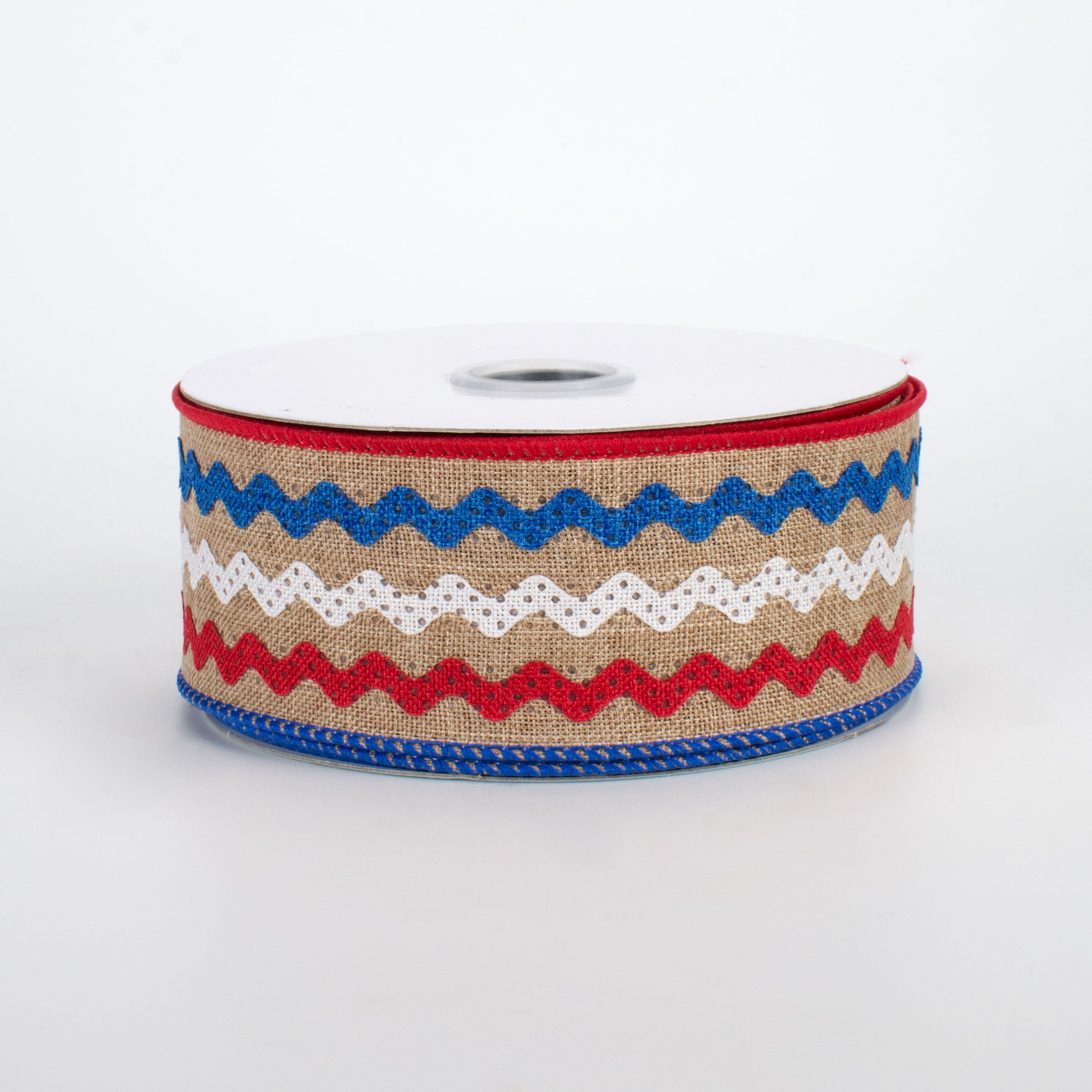 1.5" Ric Rac Ribbon: Tan & RWB (10 Yards)