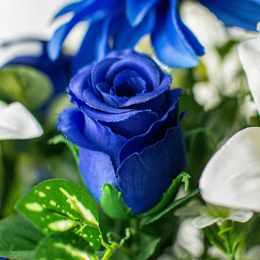 23" Rose Bud, Dahlia, Lily Bush: Blue detail photo 4