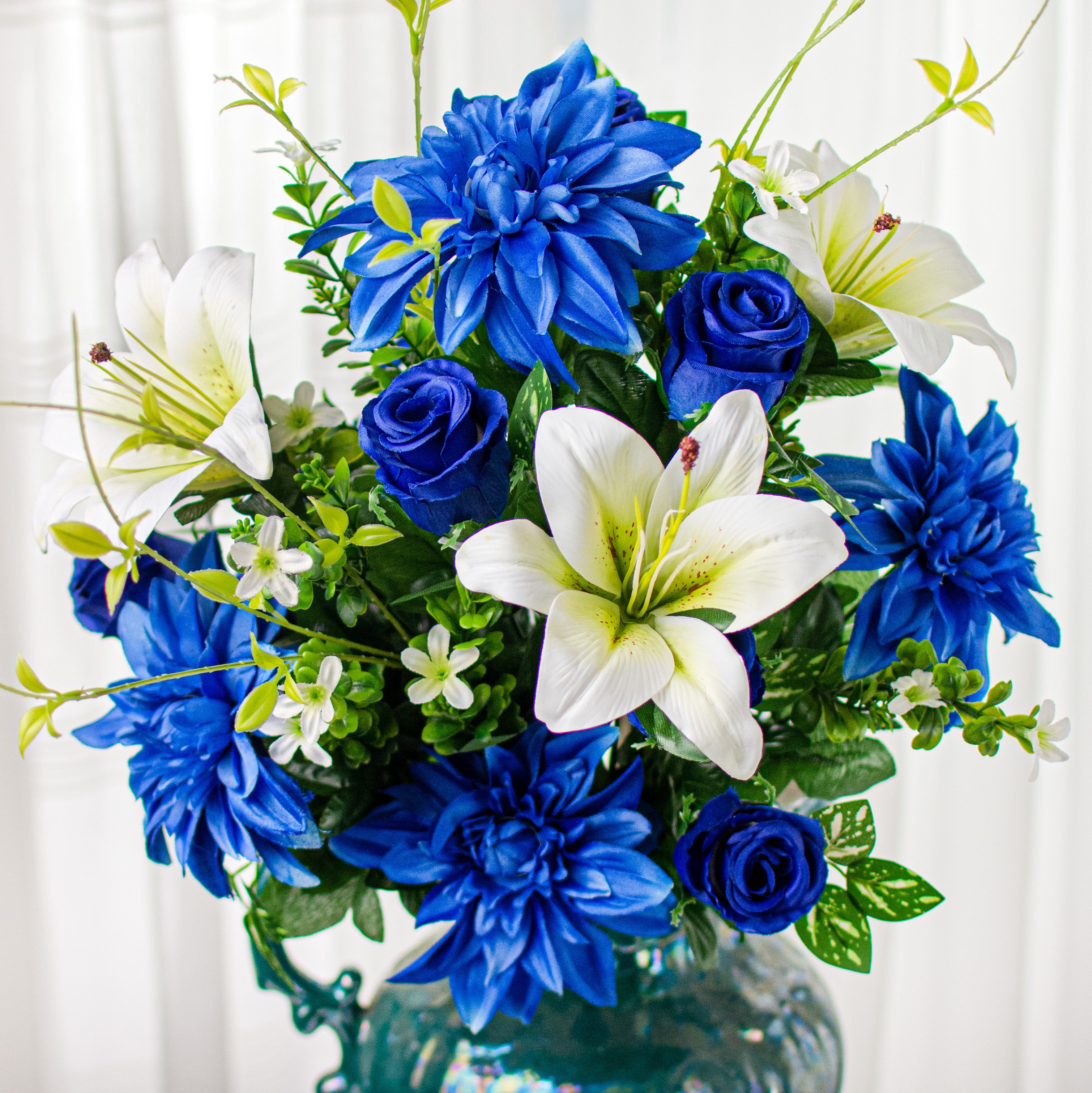 23" Rose Bud, Dahlia, Lily Bush: Blue Item Number: 35125BL
