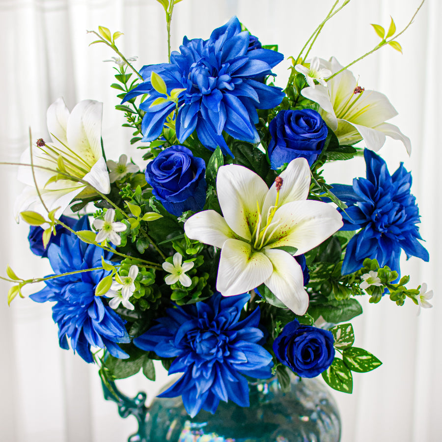 23" Rose Bud, Dahlia, Lily Bush: Blue Item Number: 35125BL