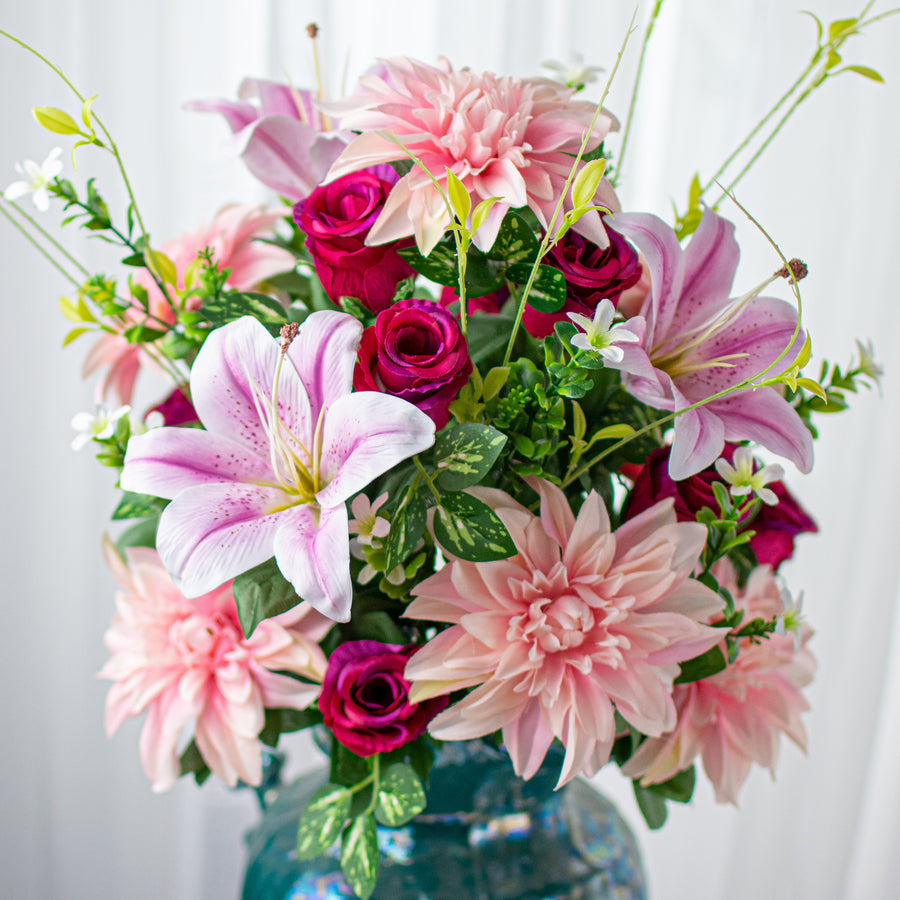 23" Rose Bud, Dahlia, Lily Bush: Pink Item Number: 35125PK