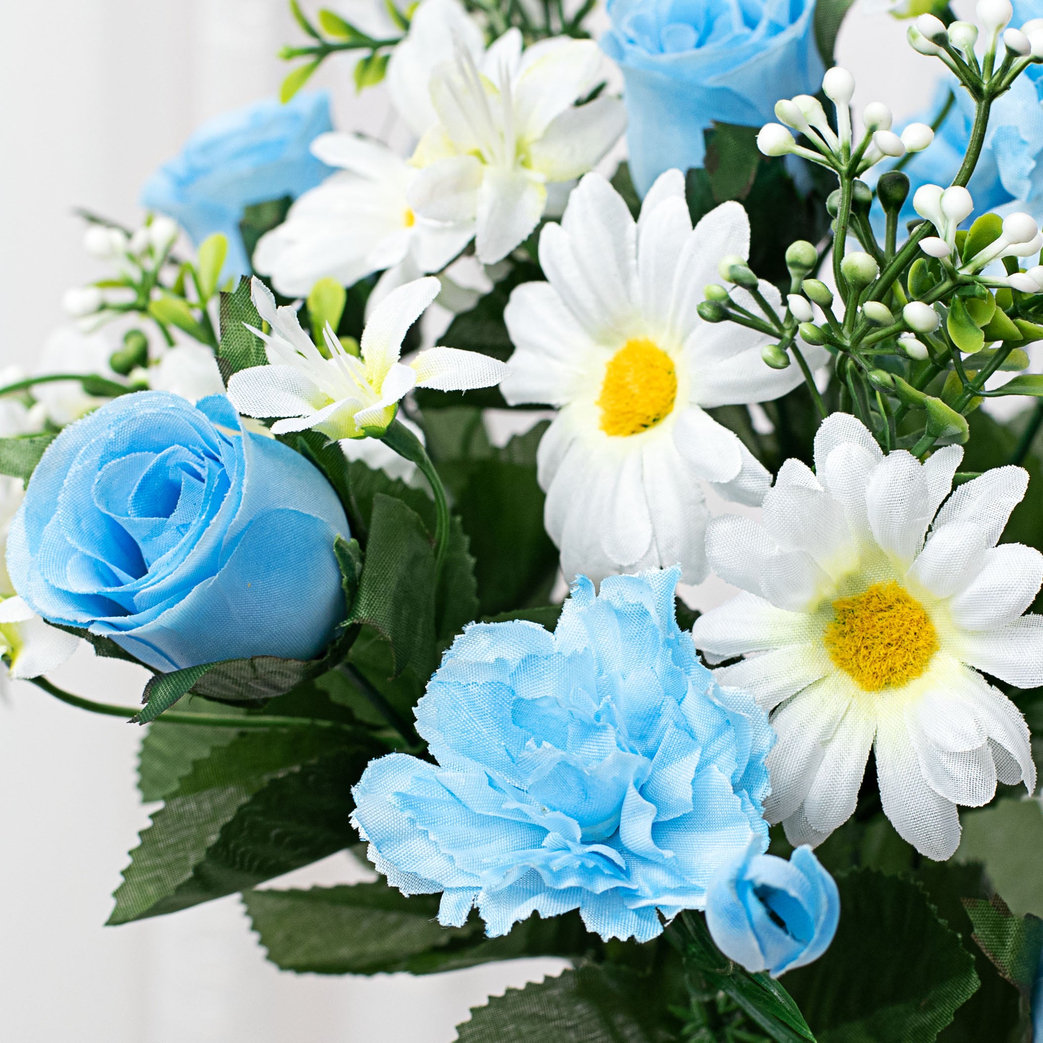 19" Rose Bud, Daisy, Carnation Bush: Blue Lifestyle Photo
