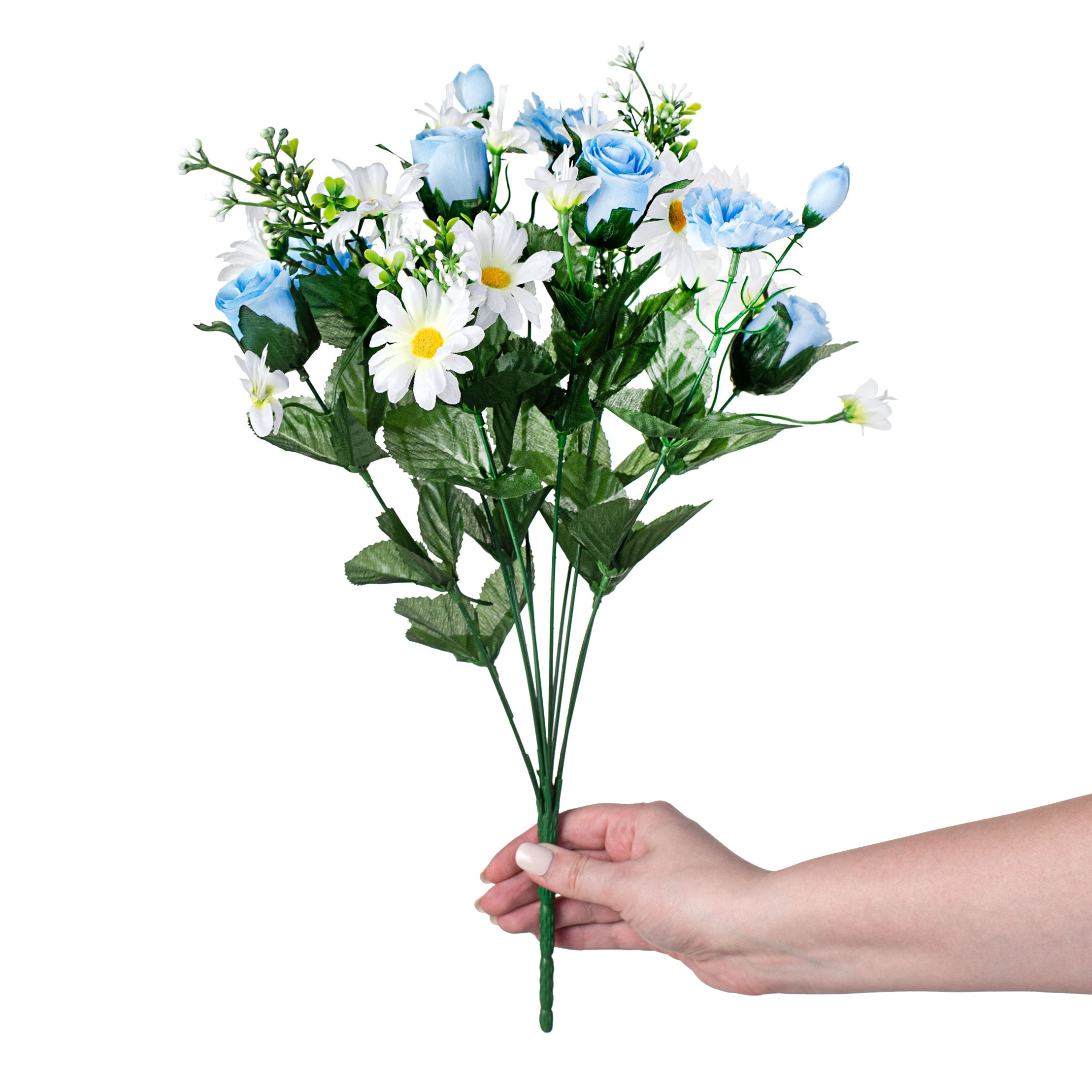 19" Rose Bud, Daisy, Carnation Bush: Blue detail photo 3