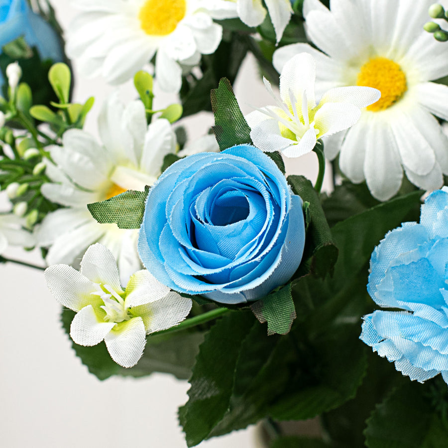 19" Rose Bud, Daisy, Carnation Bush: Blue detail photo 4