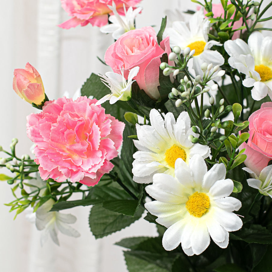 19" Rose Bud, Daisy, Carnation Bush: Pink Lifestyle Photo
