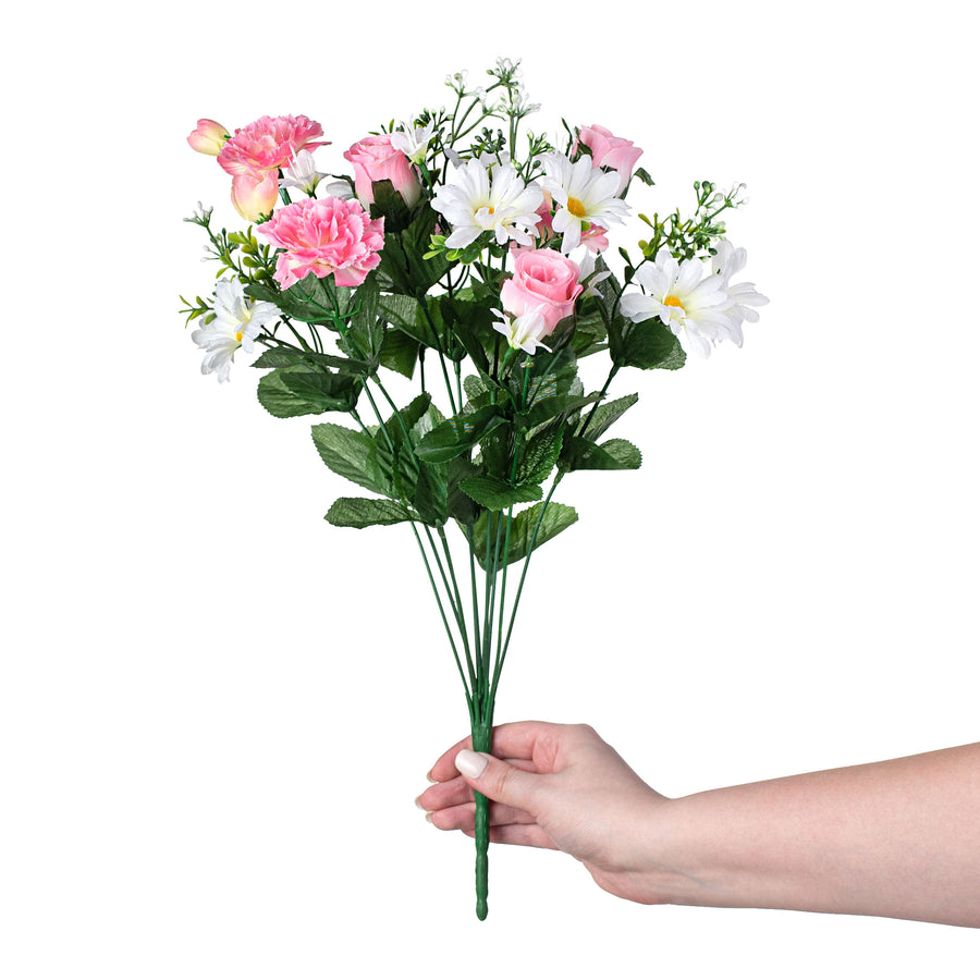 19" Rose Bud, Daisy, Carnation Bush: Pink detail photo 3
