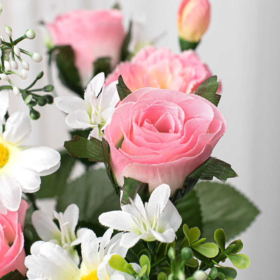 19" Rose Bud, Daisy, Carnation Bush: Pink detail photo 4