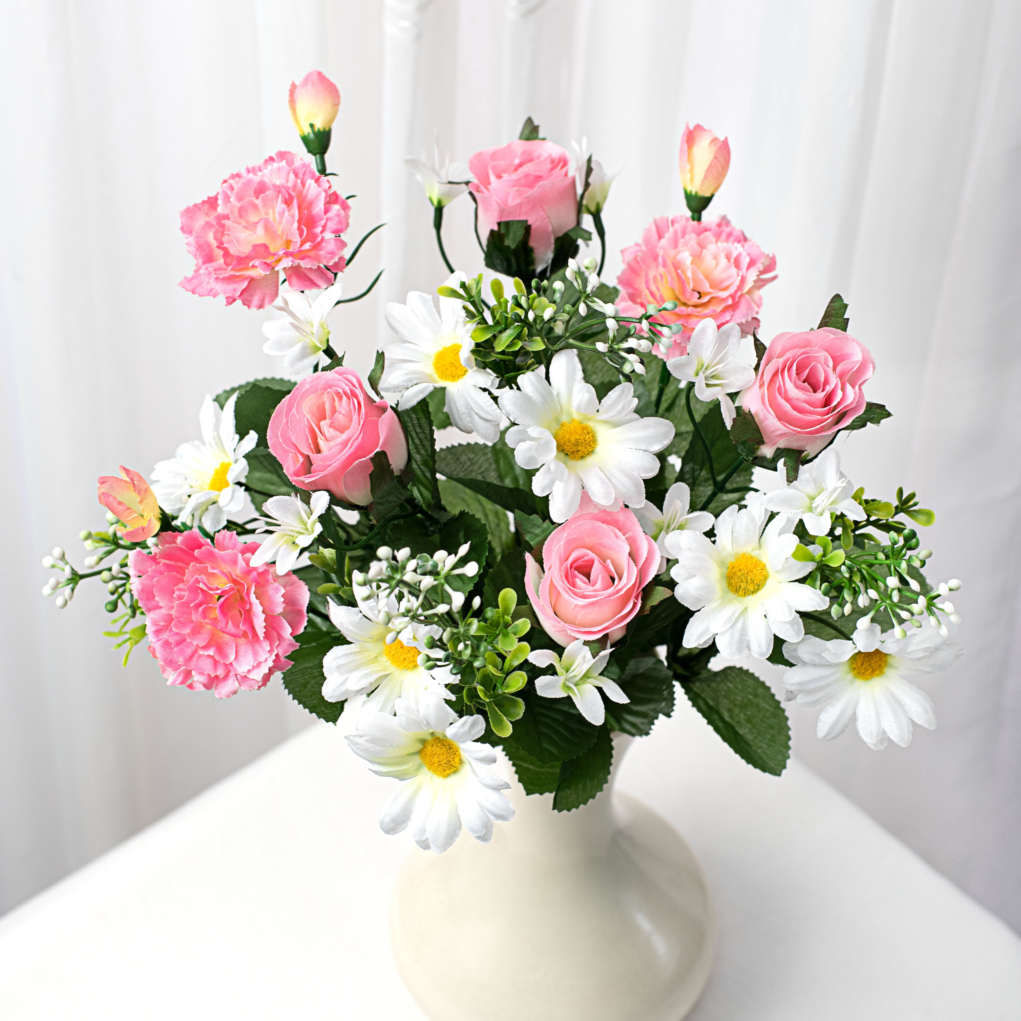 19" Rose Bud, Daisy, Carnation Bush: Pink Item Number: 61722PK