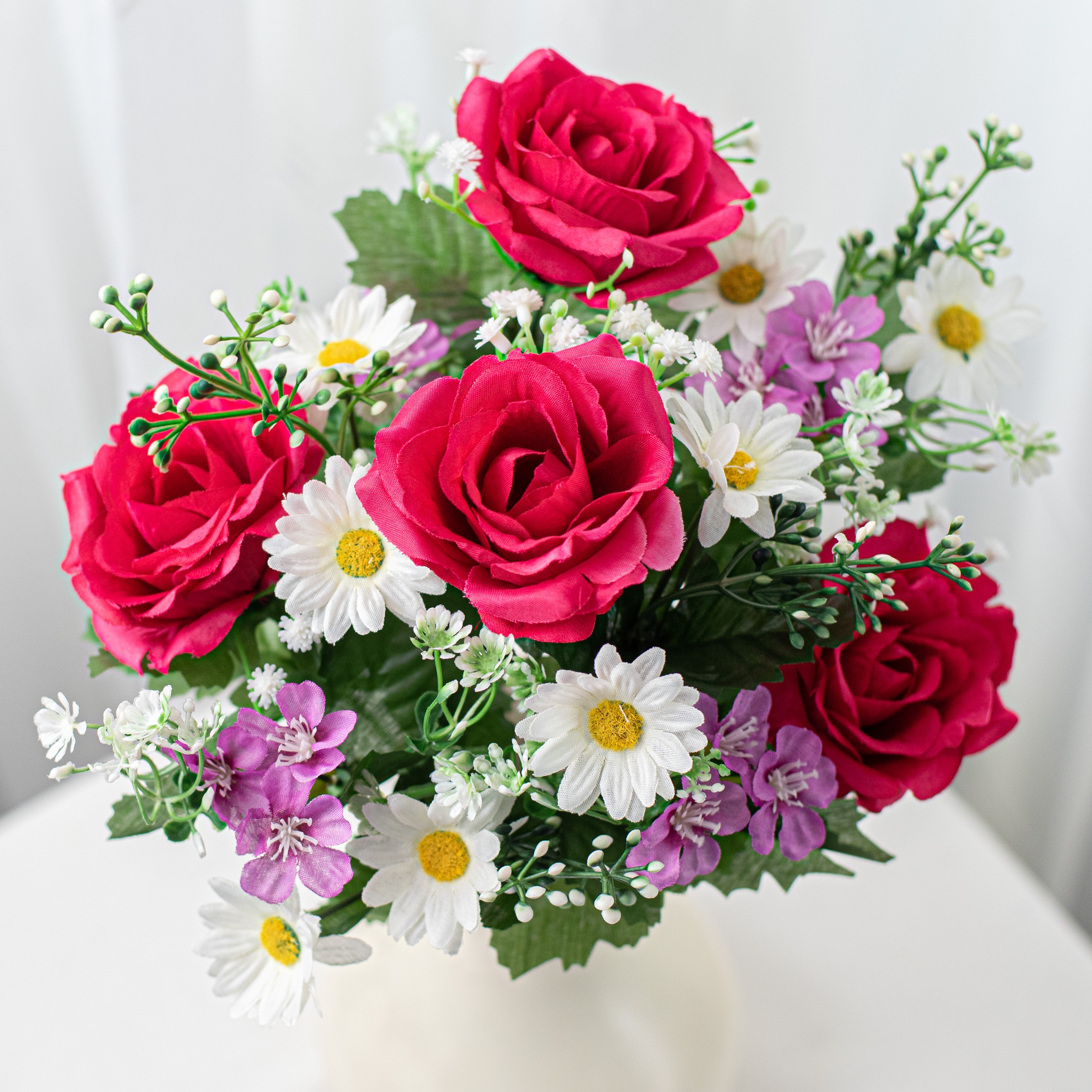 18" Rose & Daisy Bush: Lavender & Fuchsia Item Number: 63319PKBT