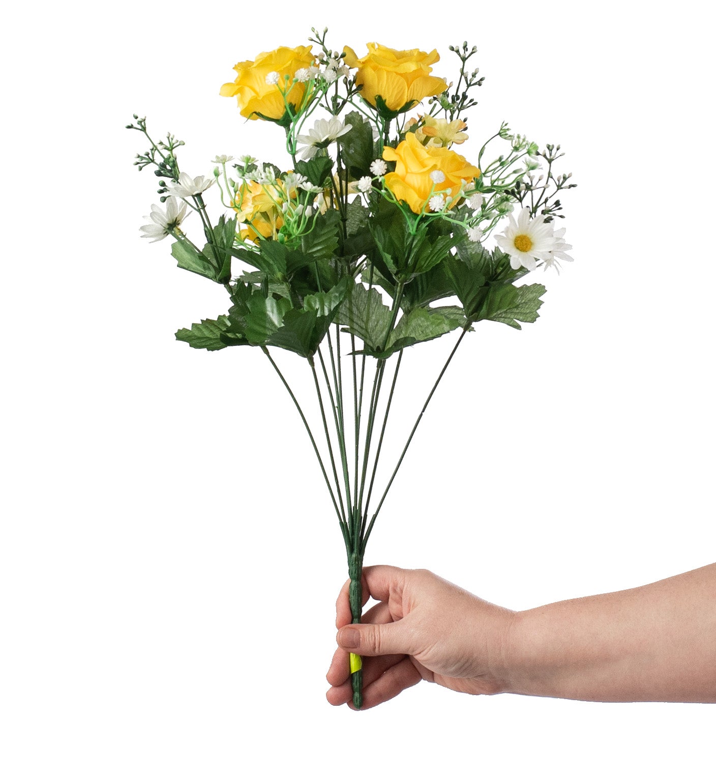 18" Rose & Daisy Bush: Yellow detail photo 3