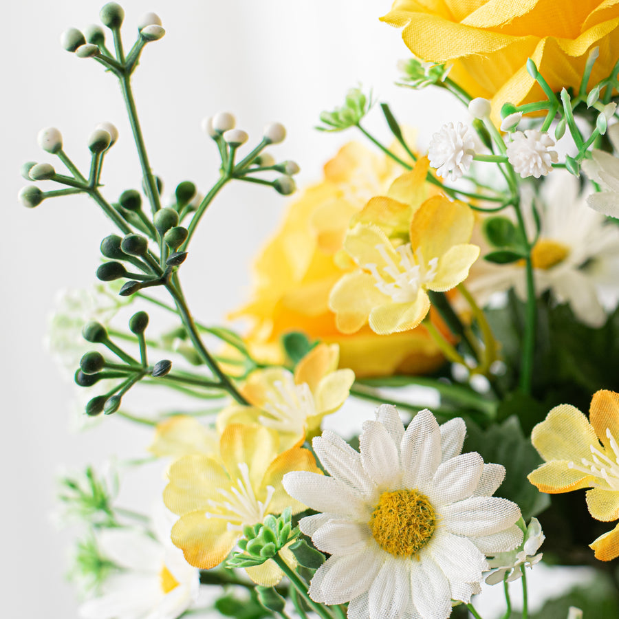 18" Rose & Daisy Bush: Yellow detail photo 5
