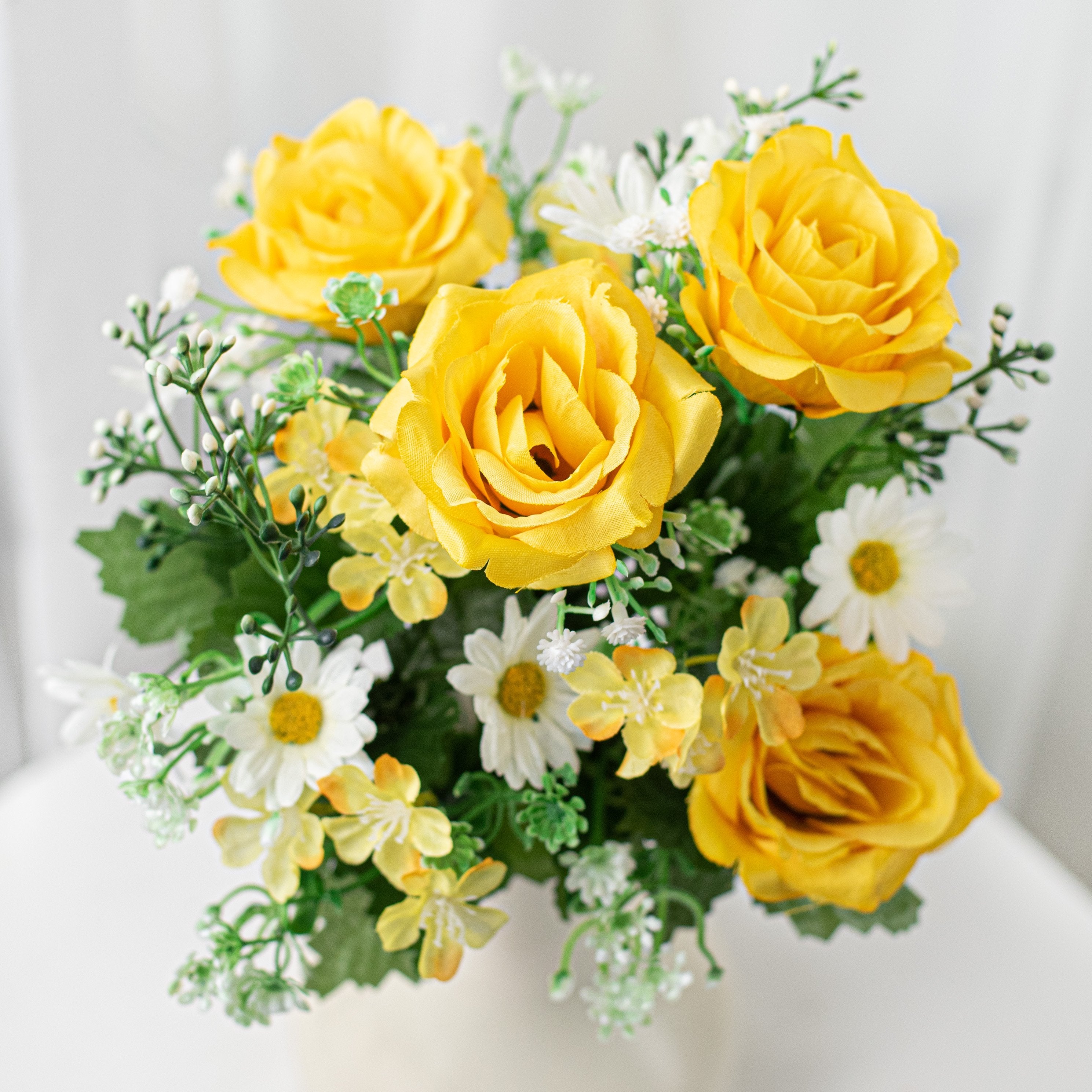 18" Rose & Daisy Bush: Yellow Item Number: 63319YW