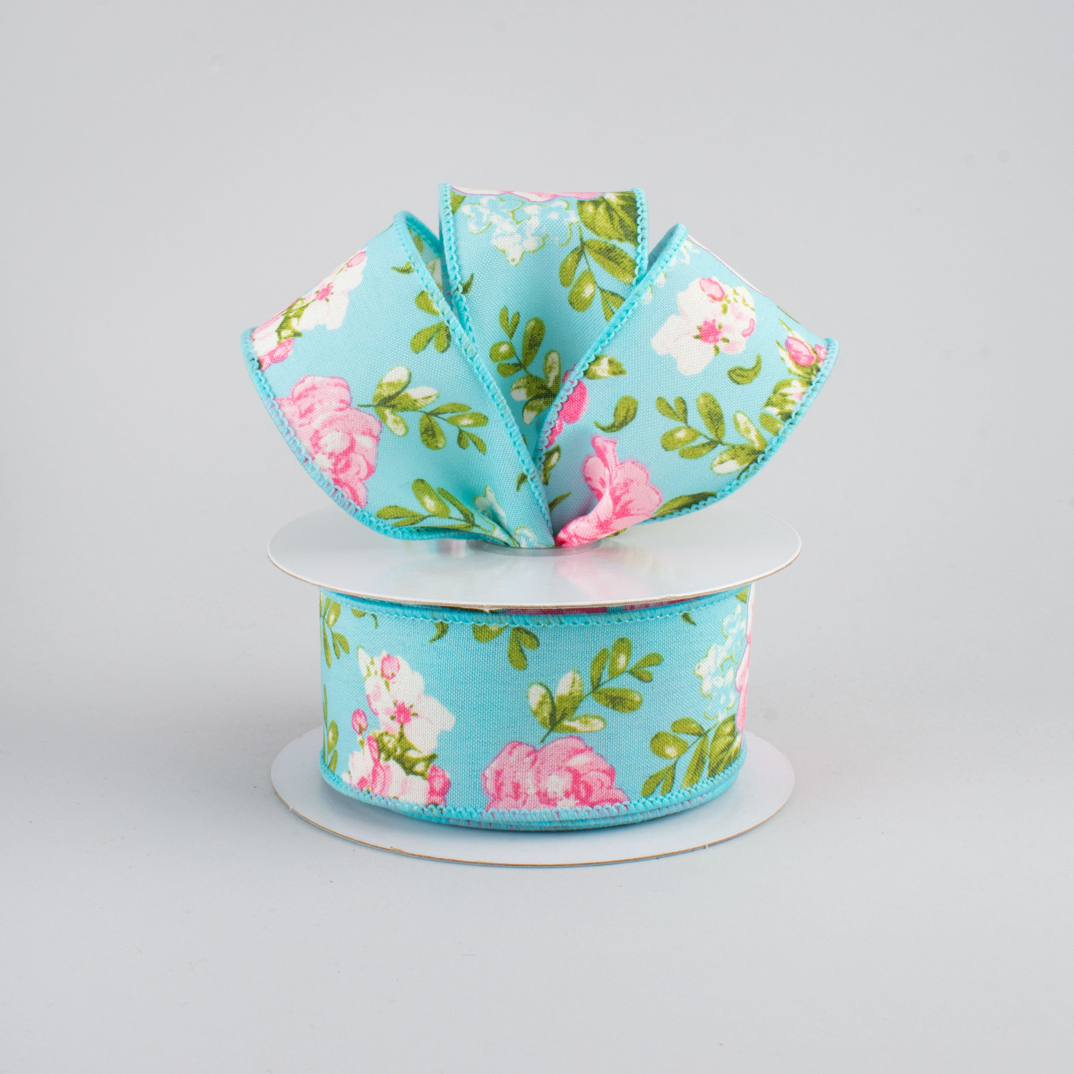 1.5" Rose Floral Ribbon: Blue (10 Yards) Lifestyle Photo