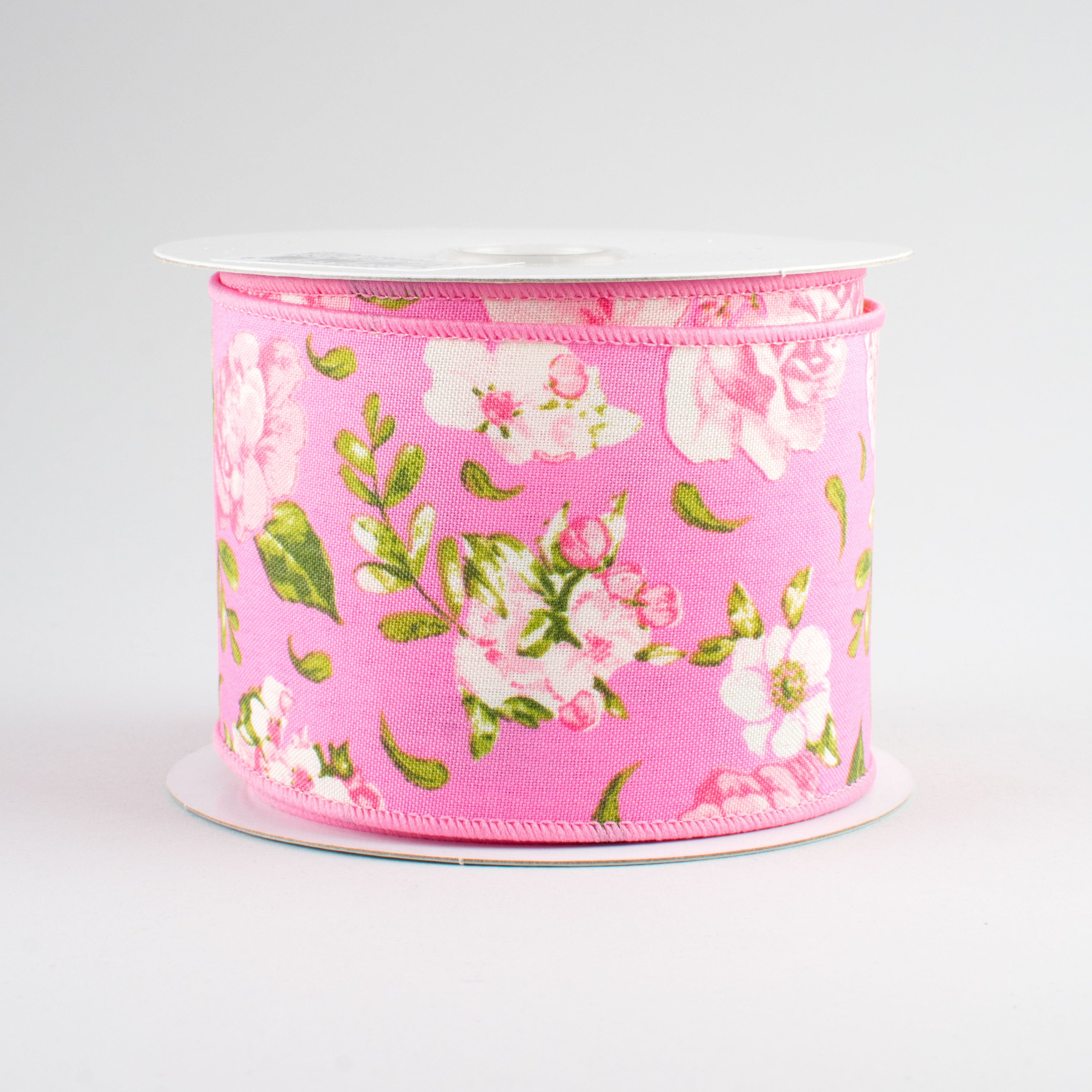 2.5" Rose Floral Ribbon: Pink (10 Yards)