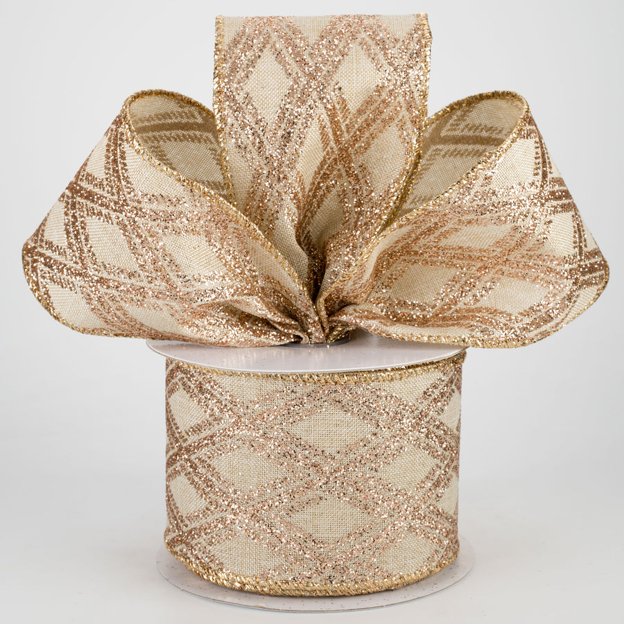 2.5" Rose Gold Diamond Pattern Ribbon (10 Yards) Lifestyle Photo
