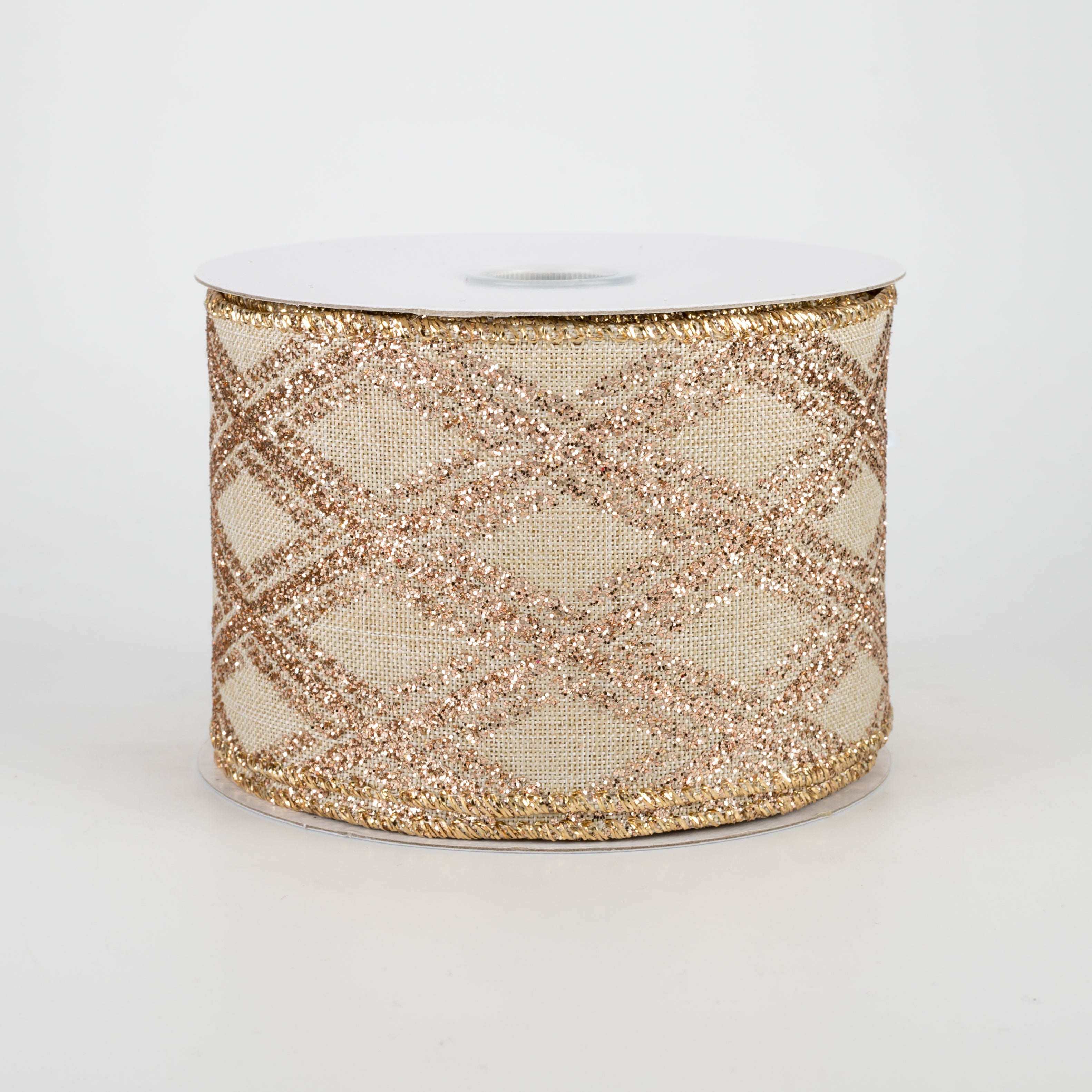 2.5" Rose Gold Diamond Pattern Ribbon (10 Yards)