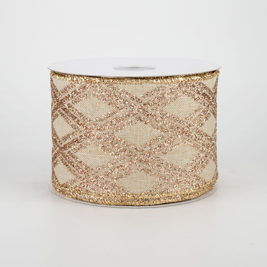 2.5" Rose Gold Diamond Pattern Ribbon (10 Yards)