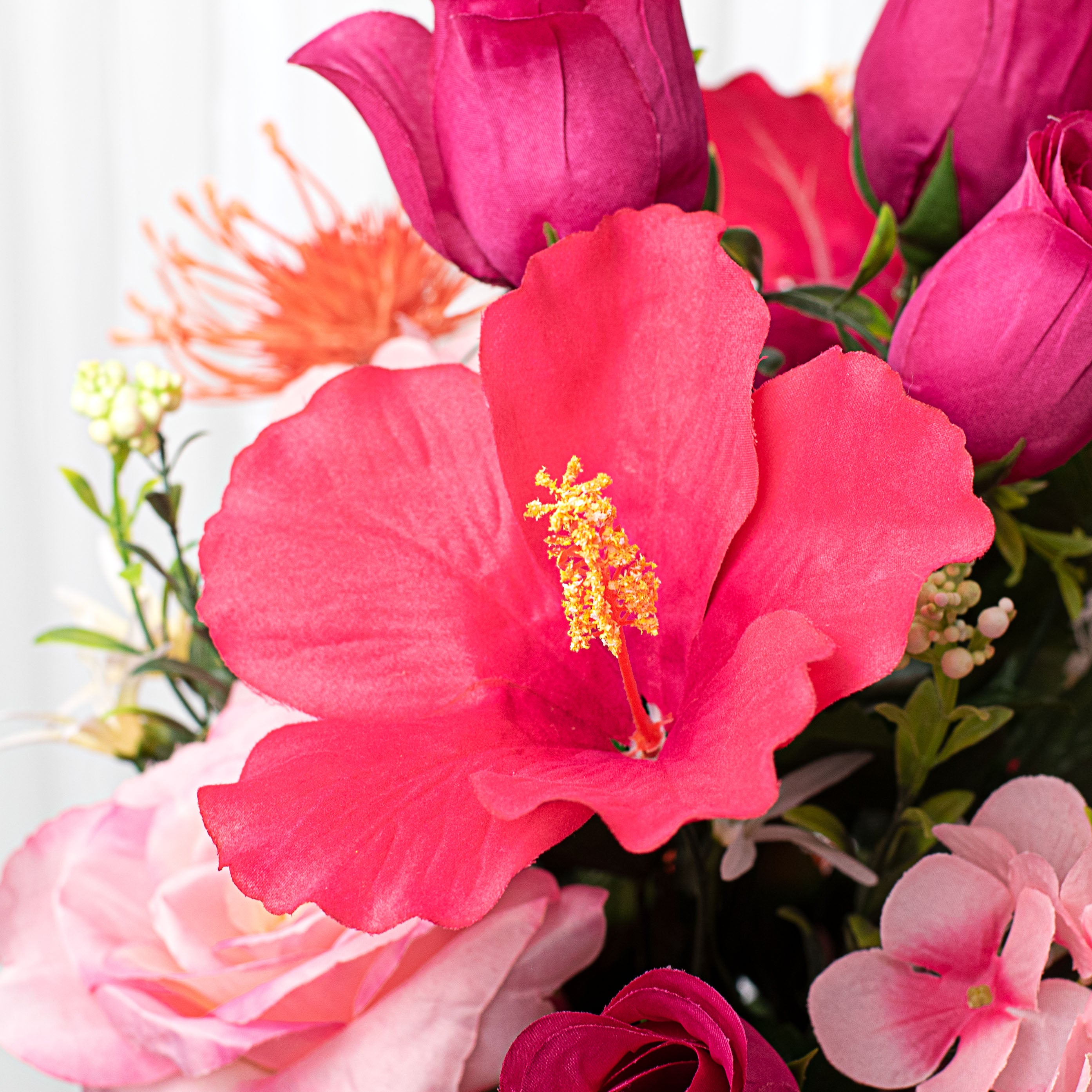 31" Rose, Hibiscus, Hydrangea Bush: Fuchsia & Pink detail photo 5
