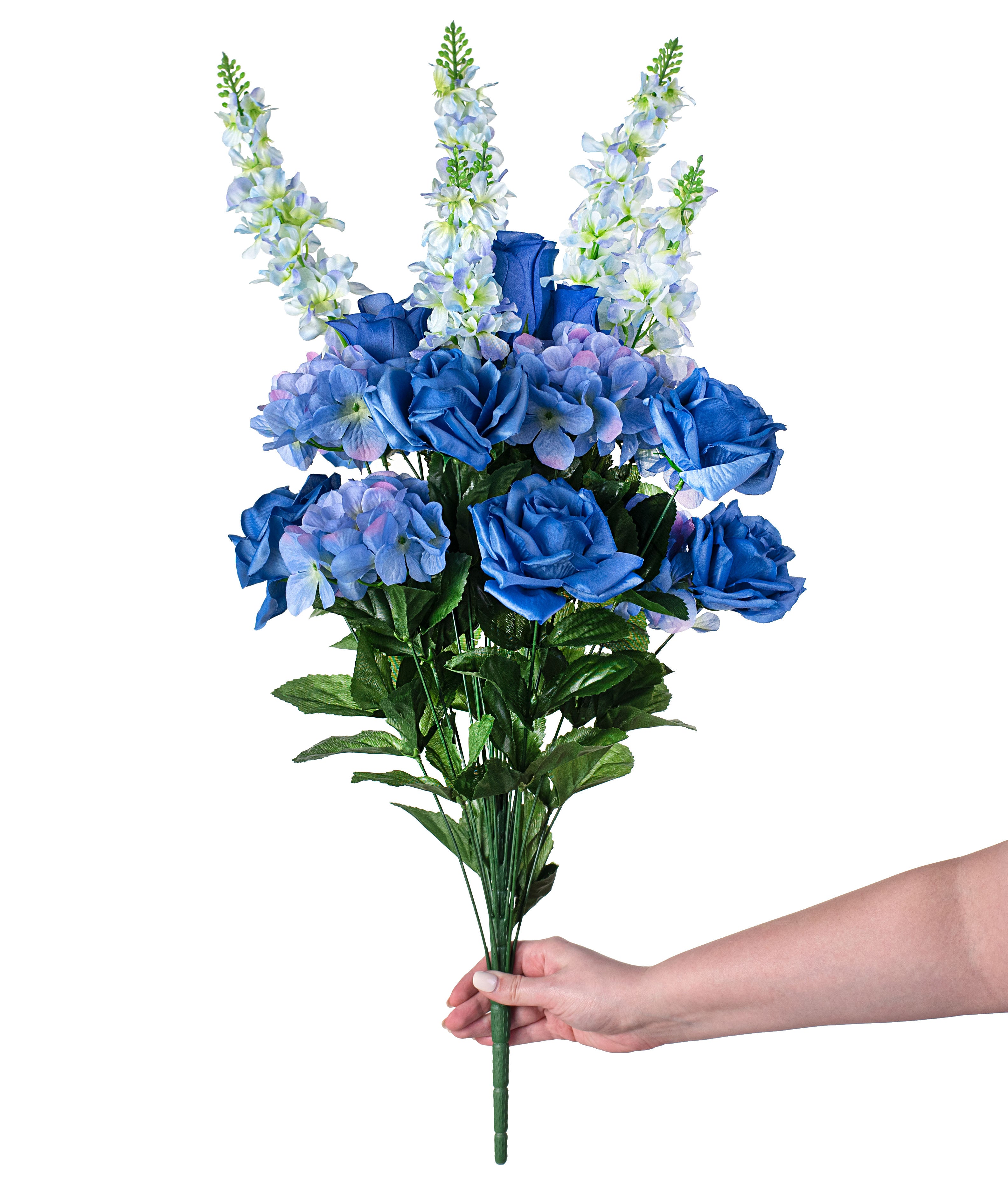 30" Rose Hydrangea Delphinium Bush: Blue detail photo 3