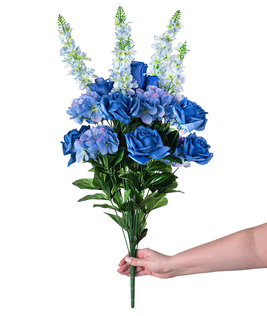30" Rose Hydrangea Delphinium Bush: Blue detail photo 3