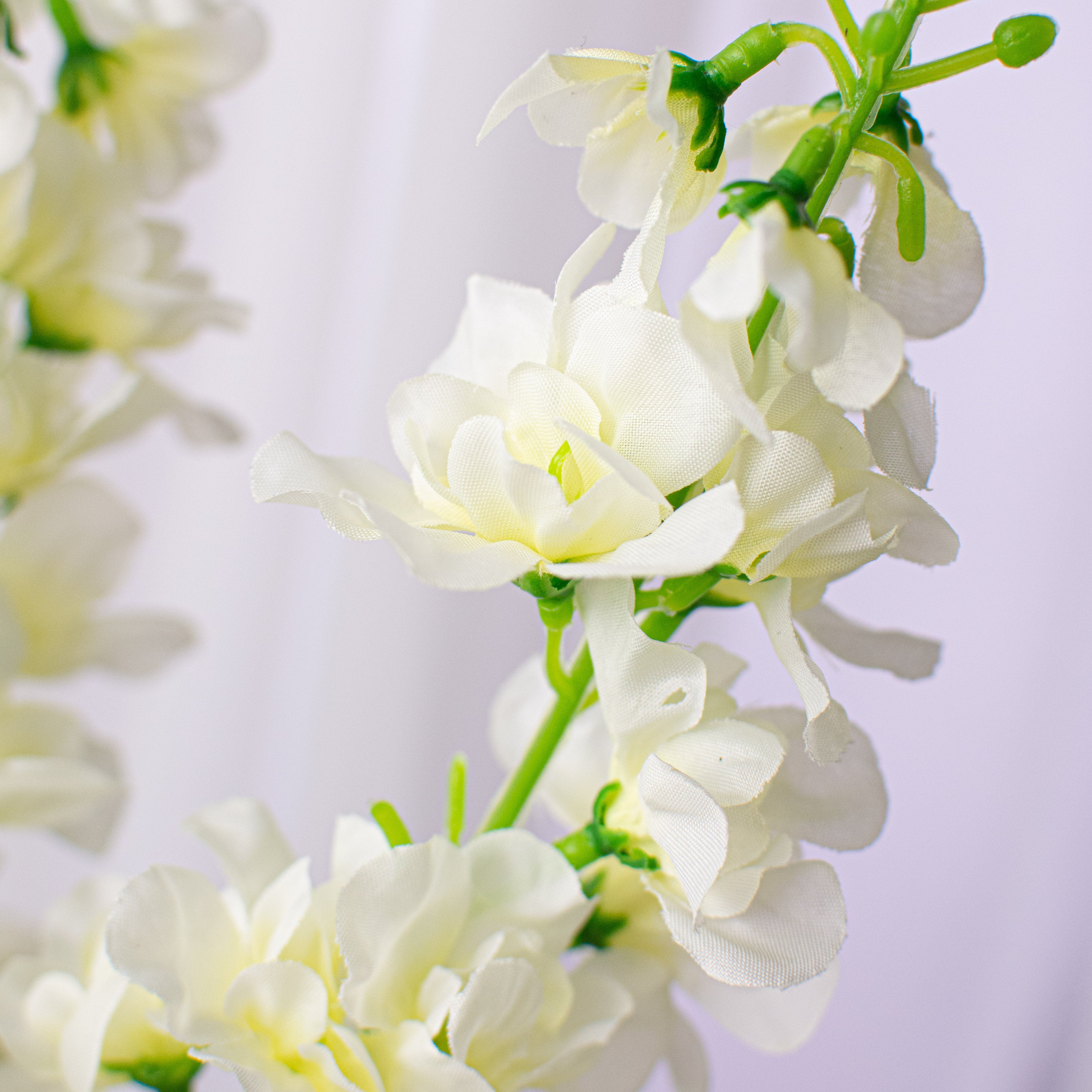 30" Rose Hydrangea Delphinium Bush: Cream detail photo 4