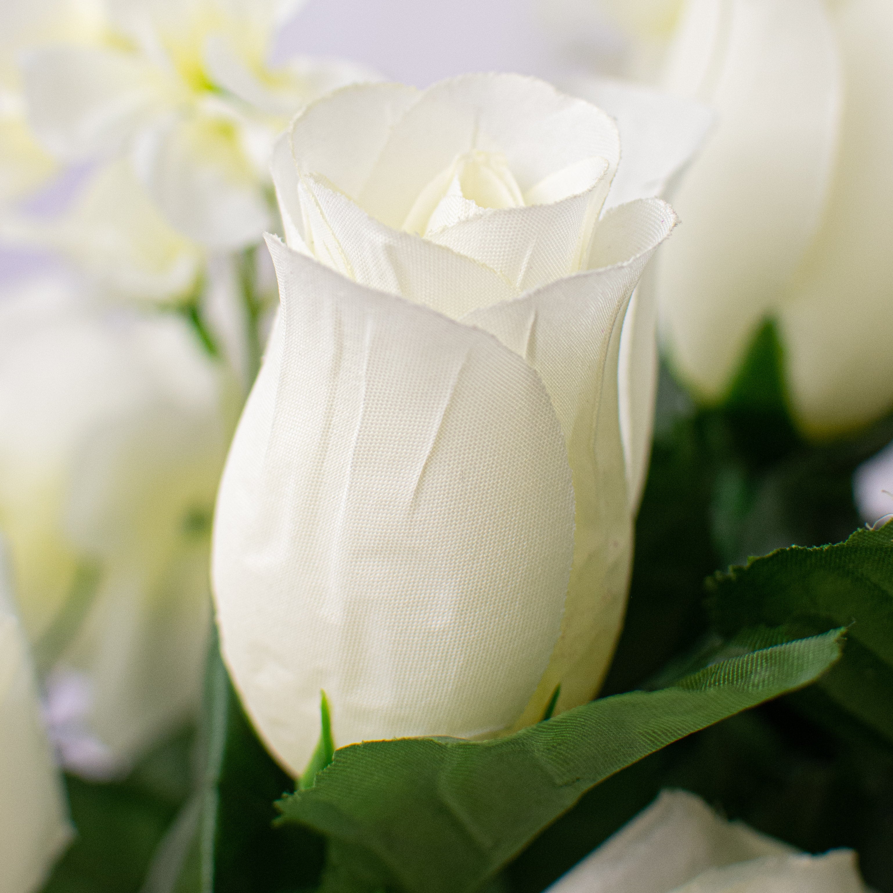 30" Rose Hydrangea Delphinium Bush: Cream detail photo 5