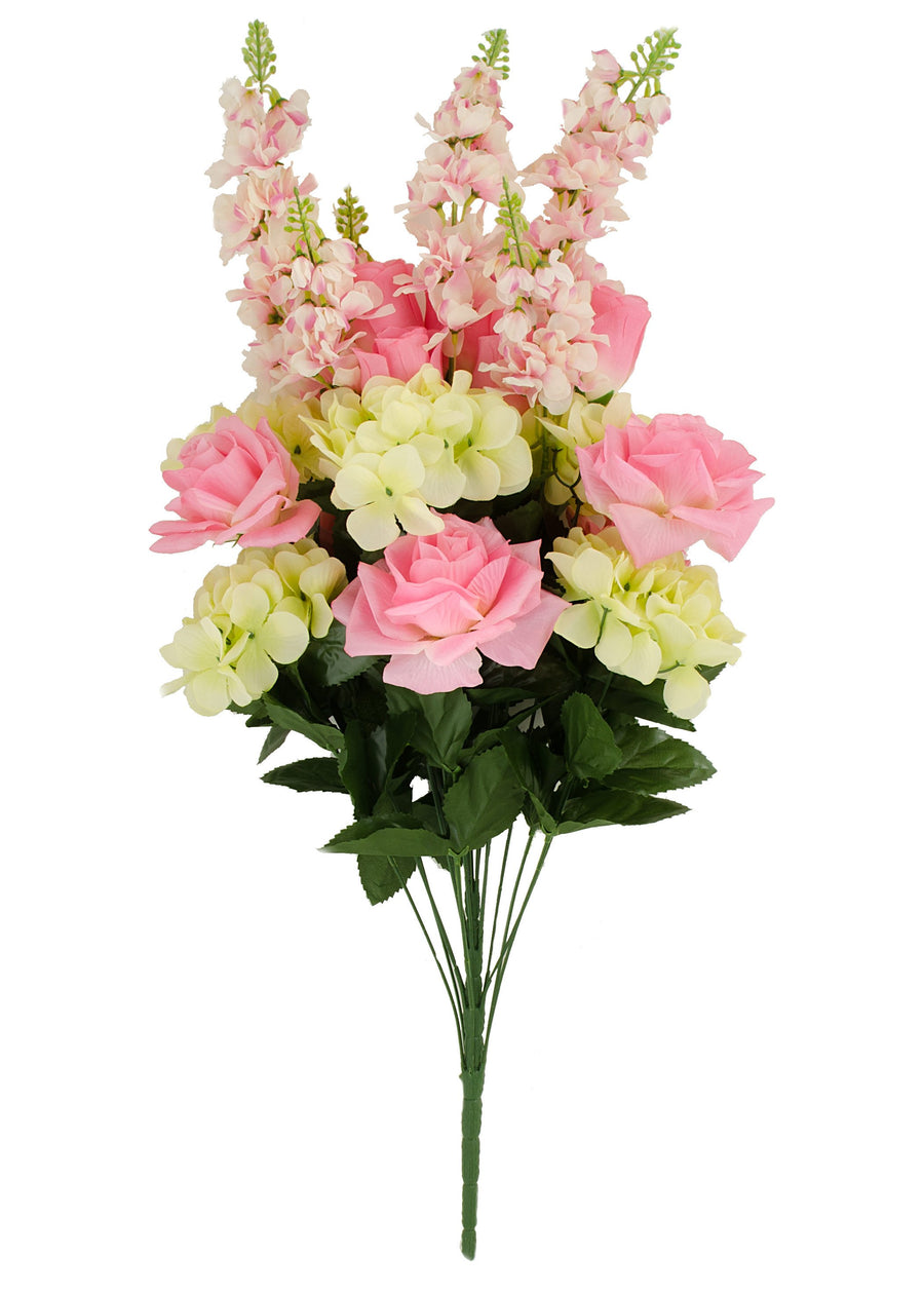 30" Rose Hydrangea Delphinium Bush: Pink & White detail photo 3
