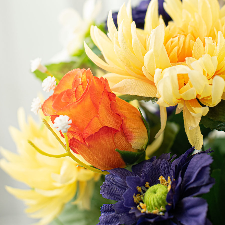 20" Rose Mum Bush: Yellow, Orange, Purple detail photo 4