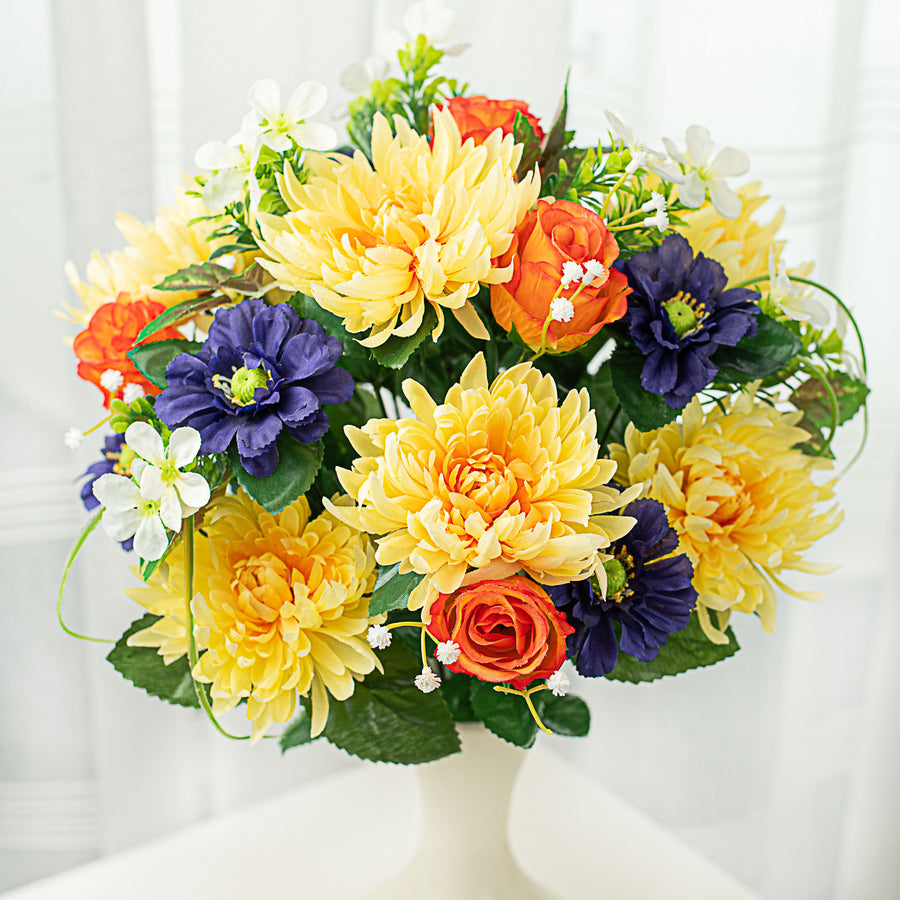 20" Rose Mum Bush: Yellow, Orange, Purple Item Number: 30552YWORPU